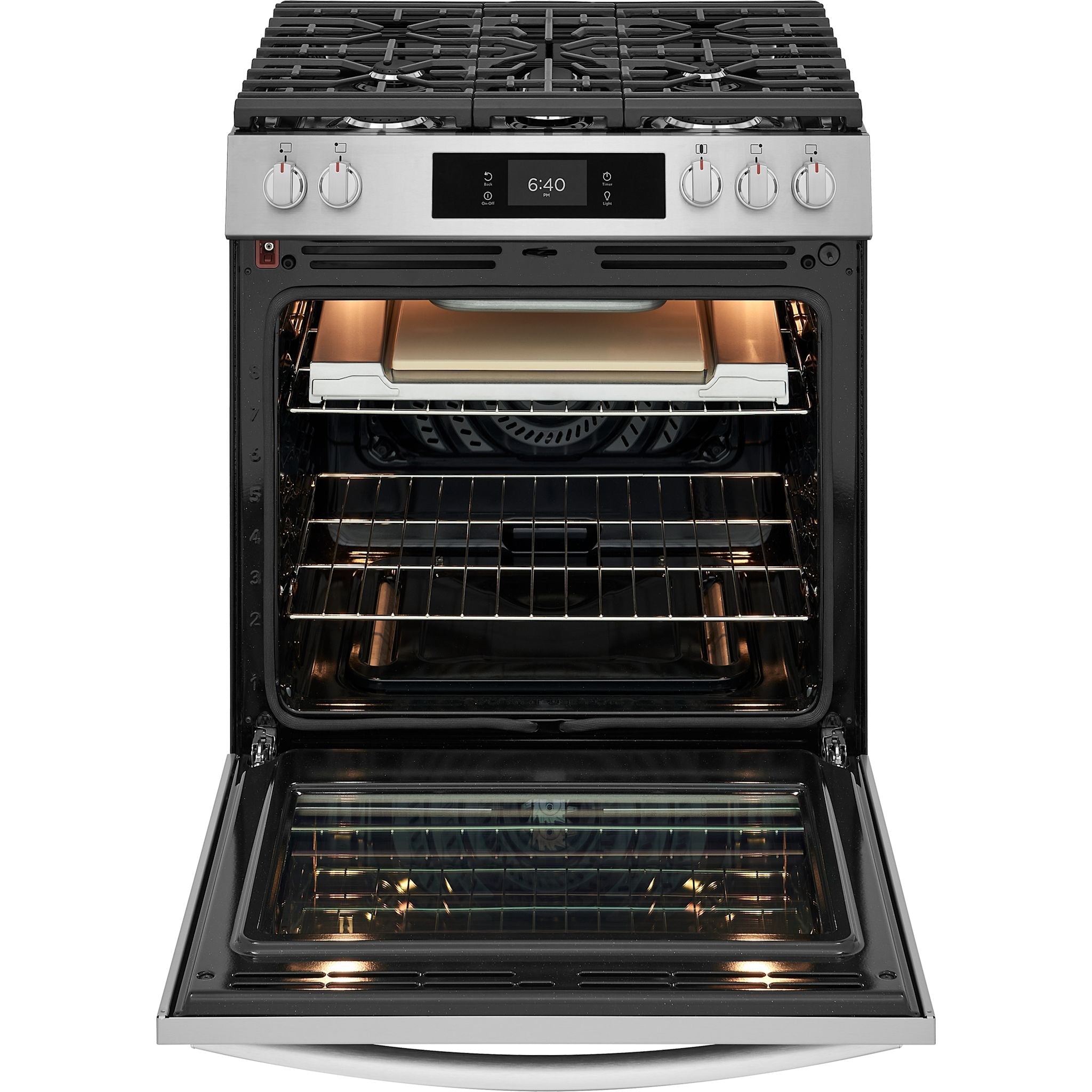 Cuisinière à gaz Frigidaire Gallery de 30 po avec commandes frontales et four à pizza sur pierre – Acier inoxydable (GCFG3070BF)