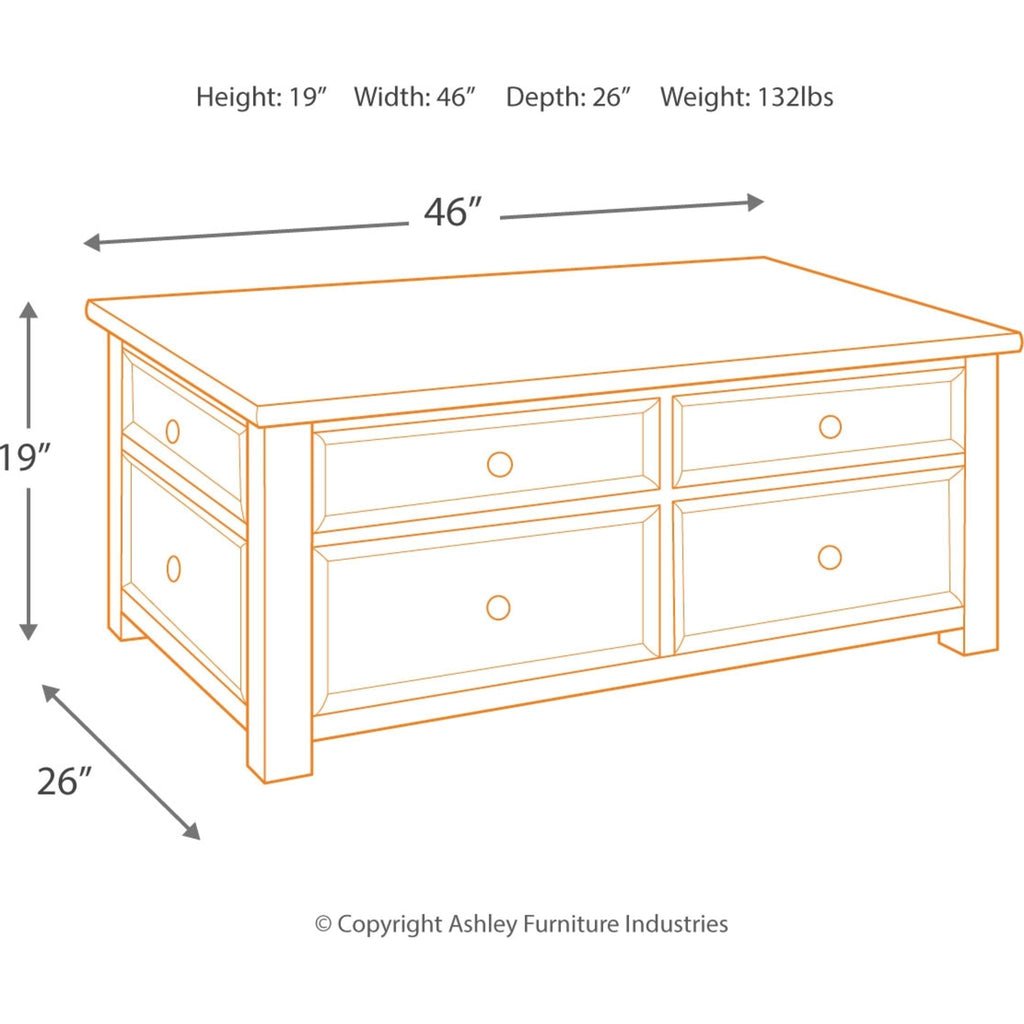 Table basse Tyler Creek - Brun grisâtre/noir