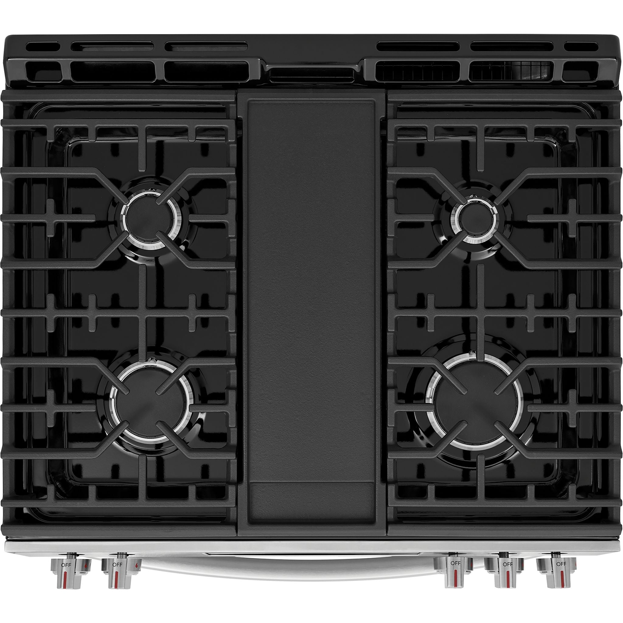 Cuisinière à gaz Frigidaire Gallery de 30 po avec commandes frontales et four à pizza sur pierre – Acier inoxydable (GCFG3070BF)
