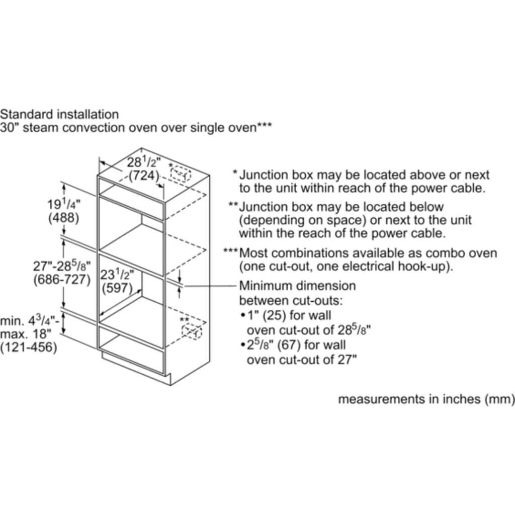 Four mural à convection Bosch 30 (HBLP451RUC) - Acier inoxydable