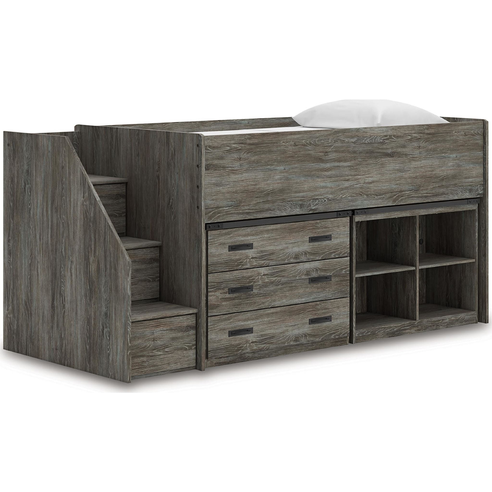 Lit mezzanine simple Frandern avec rangement - Gris