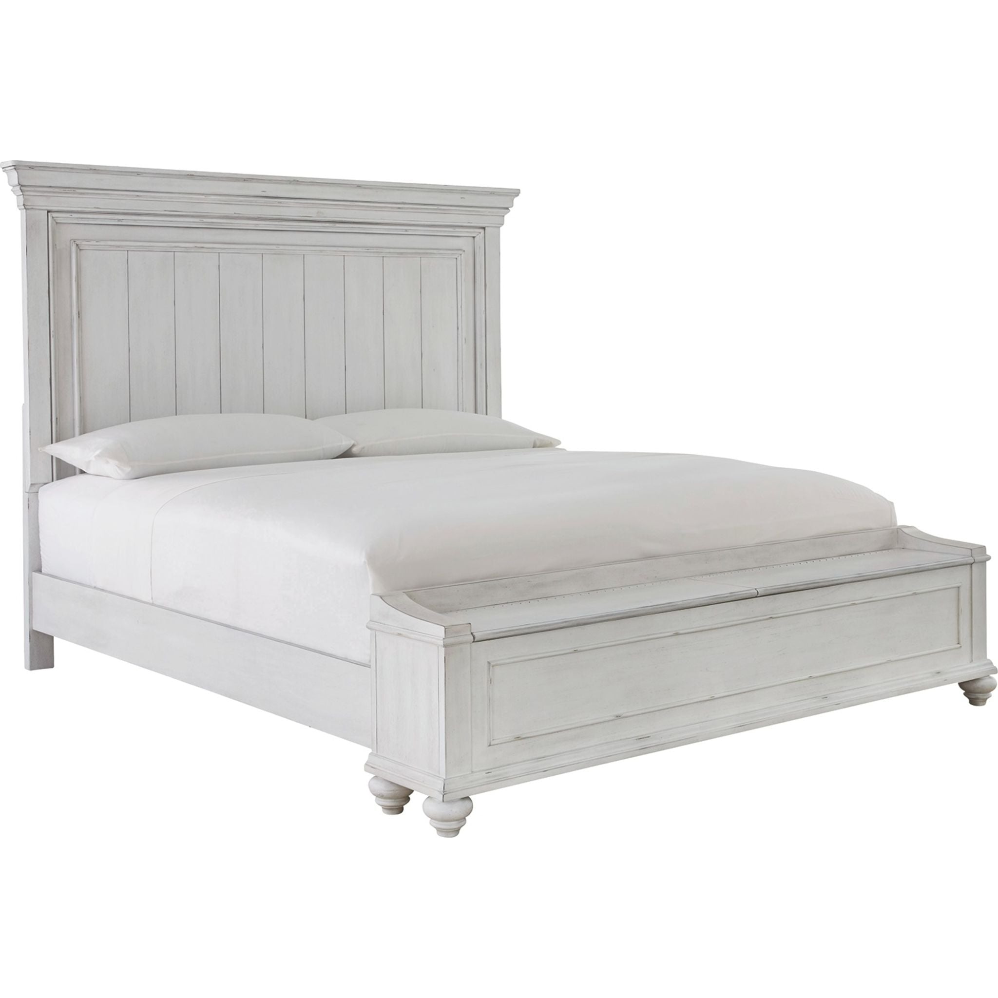 Lit de rangement Kanwyn - Blanchi à la chaux