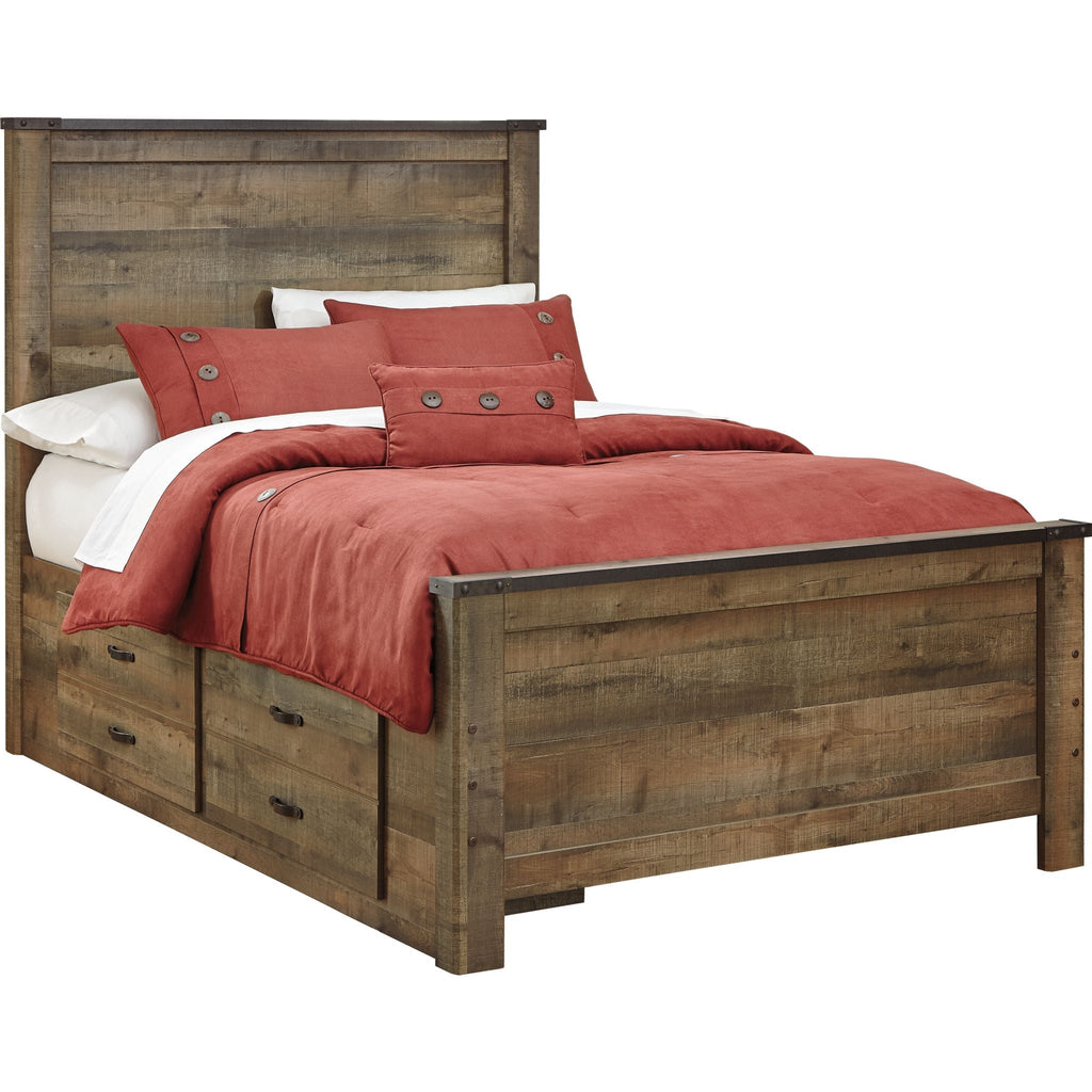 Lit Trinell avec 2 tiroirs de rangement - Marron