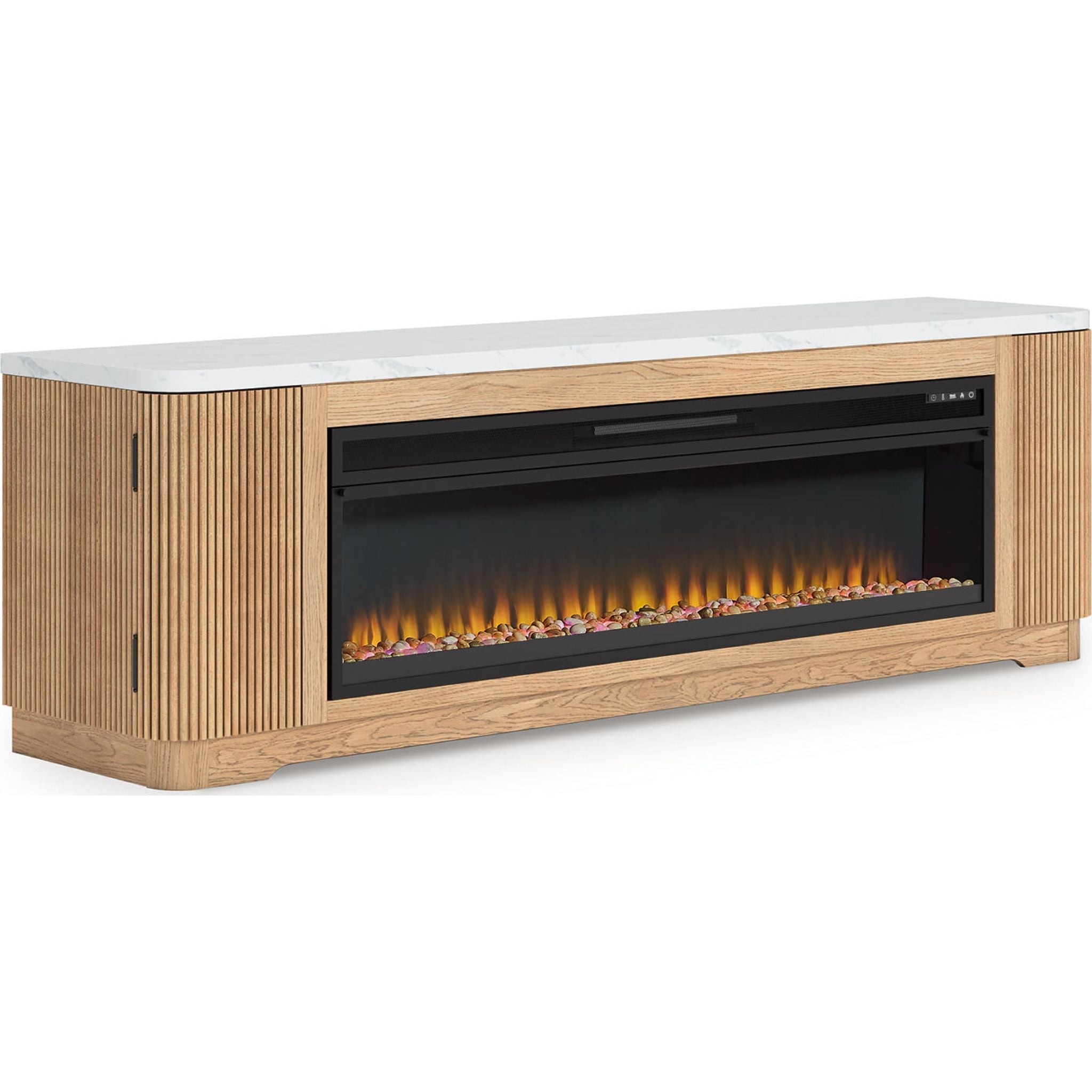 Meuble TV Camdill avec cheminée - Marron clair