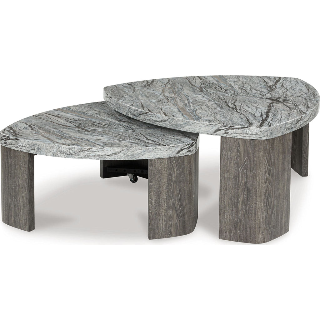 Table basse empilée Surmour - Gris/Marron