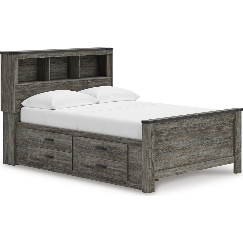 Lit-bibliothèque avec rangement Frandern - Gris