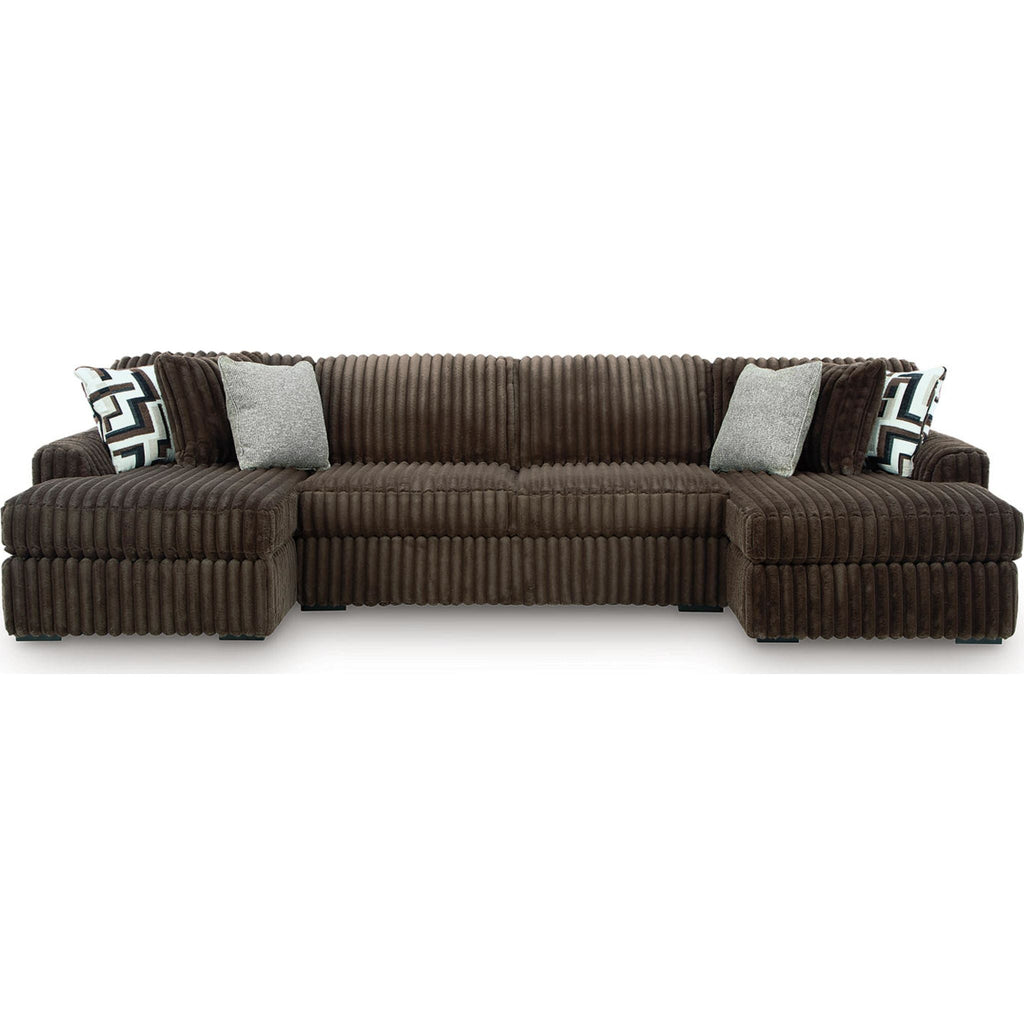 Canapé 3 pièces Midnight-Madness avec méridienne double - Chocolat