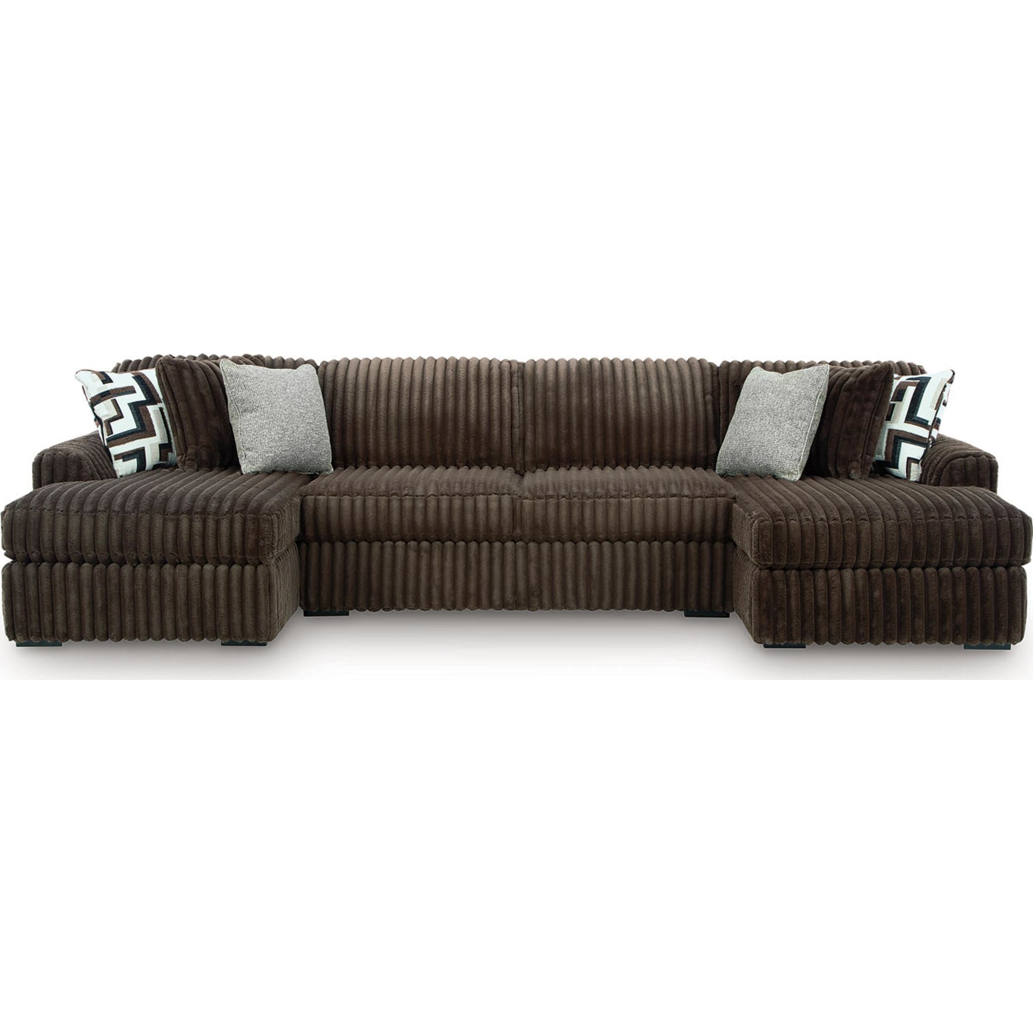 Canapé 3 pièces Midnight-Madness avec méridienne double - Chocolat