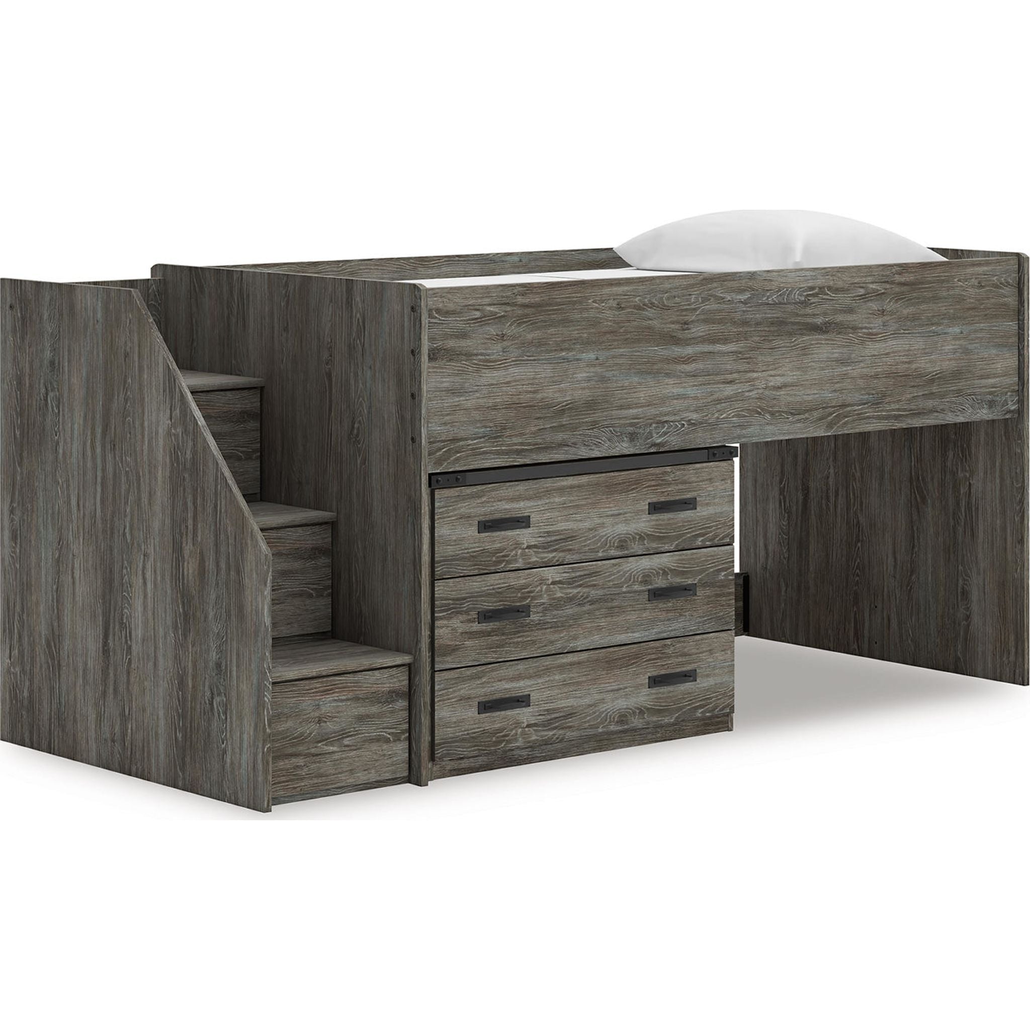 Lit mezzanine simple Frandern avec rangement - Gris