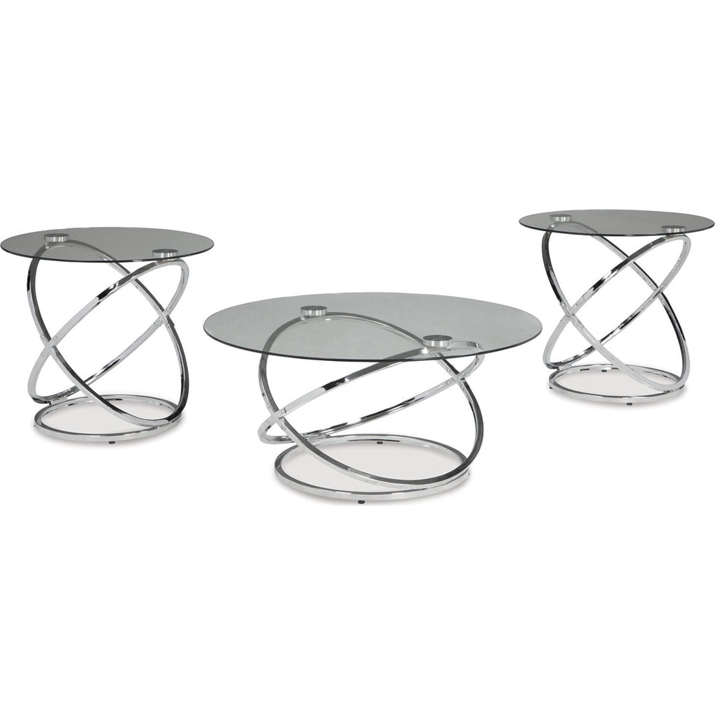 Lot de 3 tables Hollynyx - Finition chromée