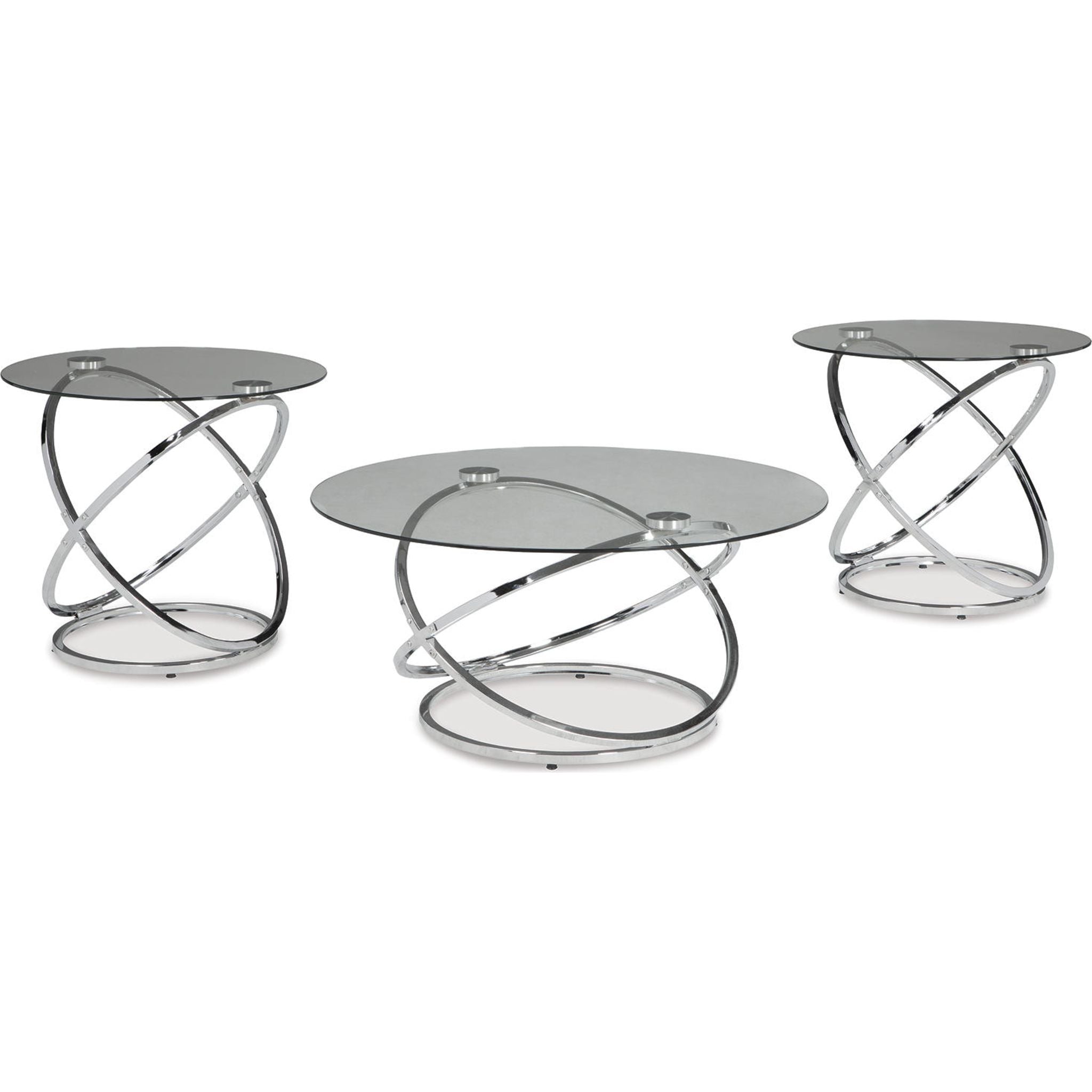 Lot de 3 tables Hollynyx - Finition chromée