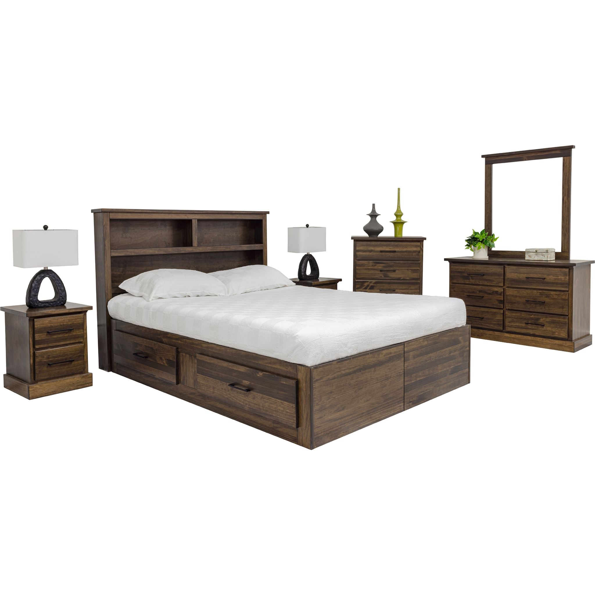 Chambre à coucher Vera 6 pièces avec rangement Queen - Truffe