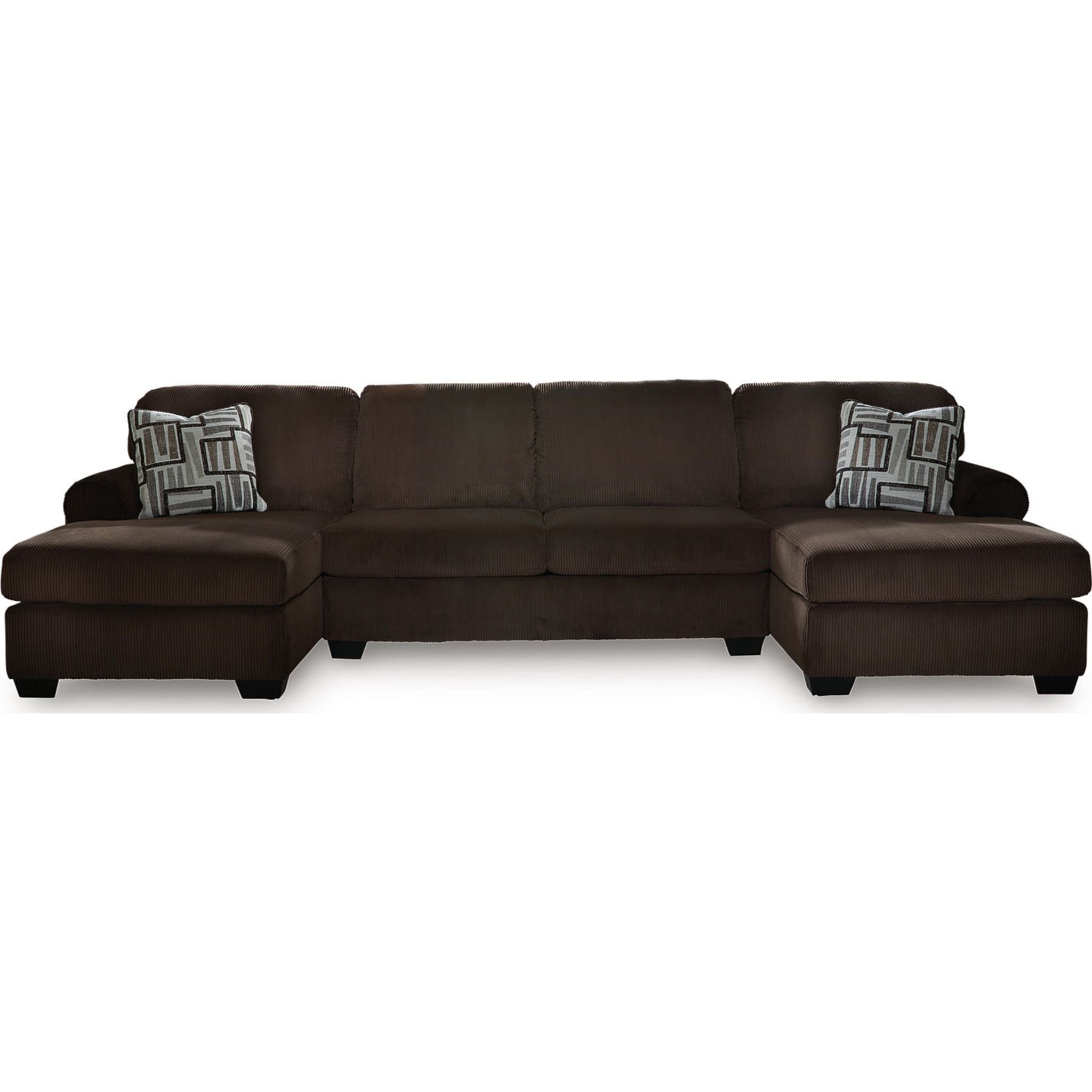 Canapé sectionnel Kimlee 3 pièces avec méridienne double - Chocolat