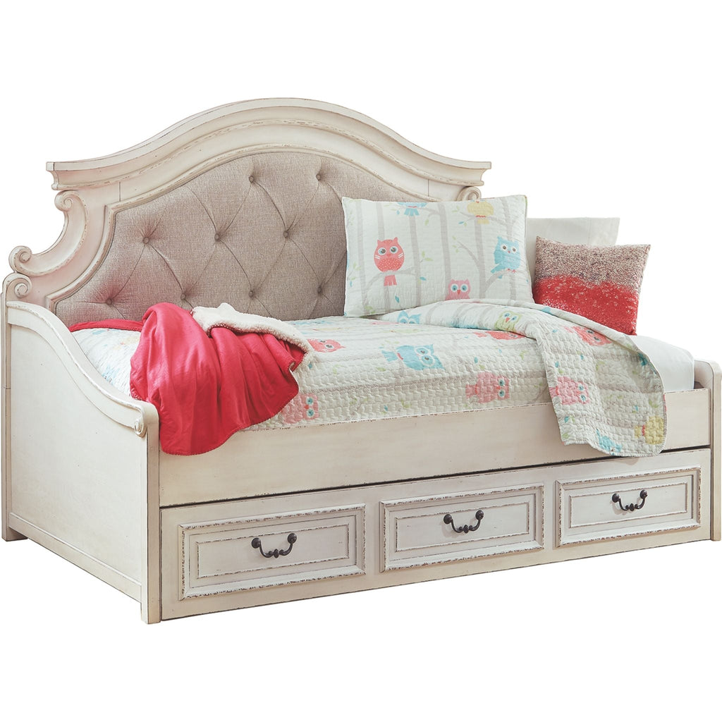 Lit de repos double Realyn - Blanc écaillé