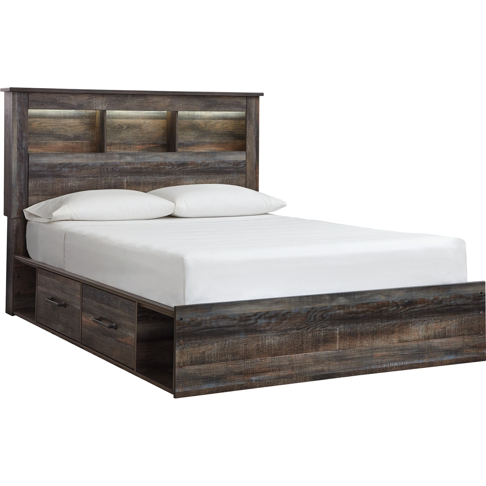 Lit bibliothèque Drystan avec 4 tiroirs de rangement - Multi