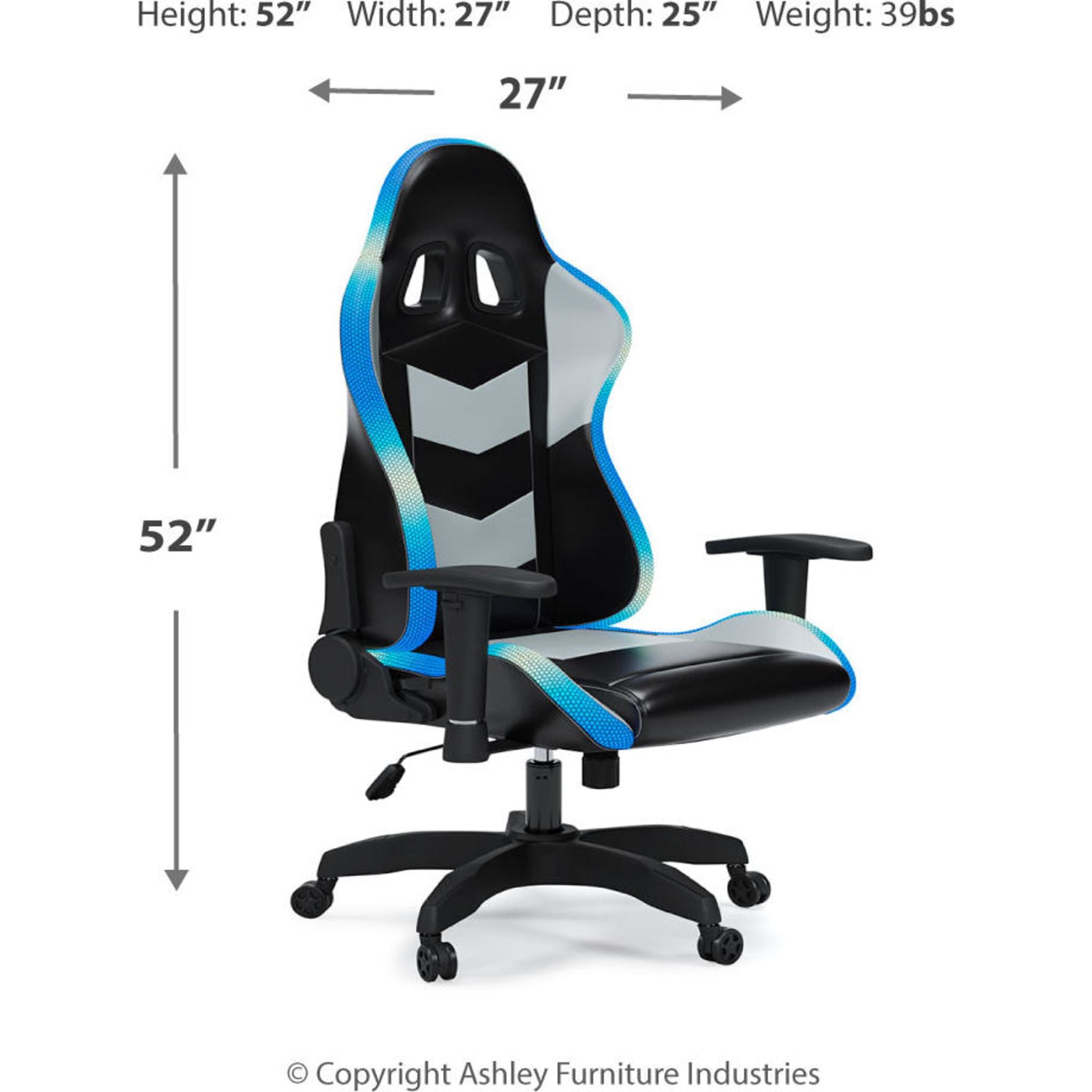 Chaise de jeu pivotante Lynxtyn - Noir/Gris