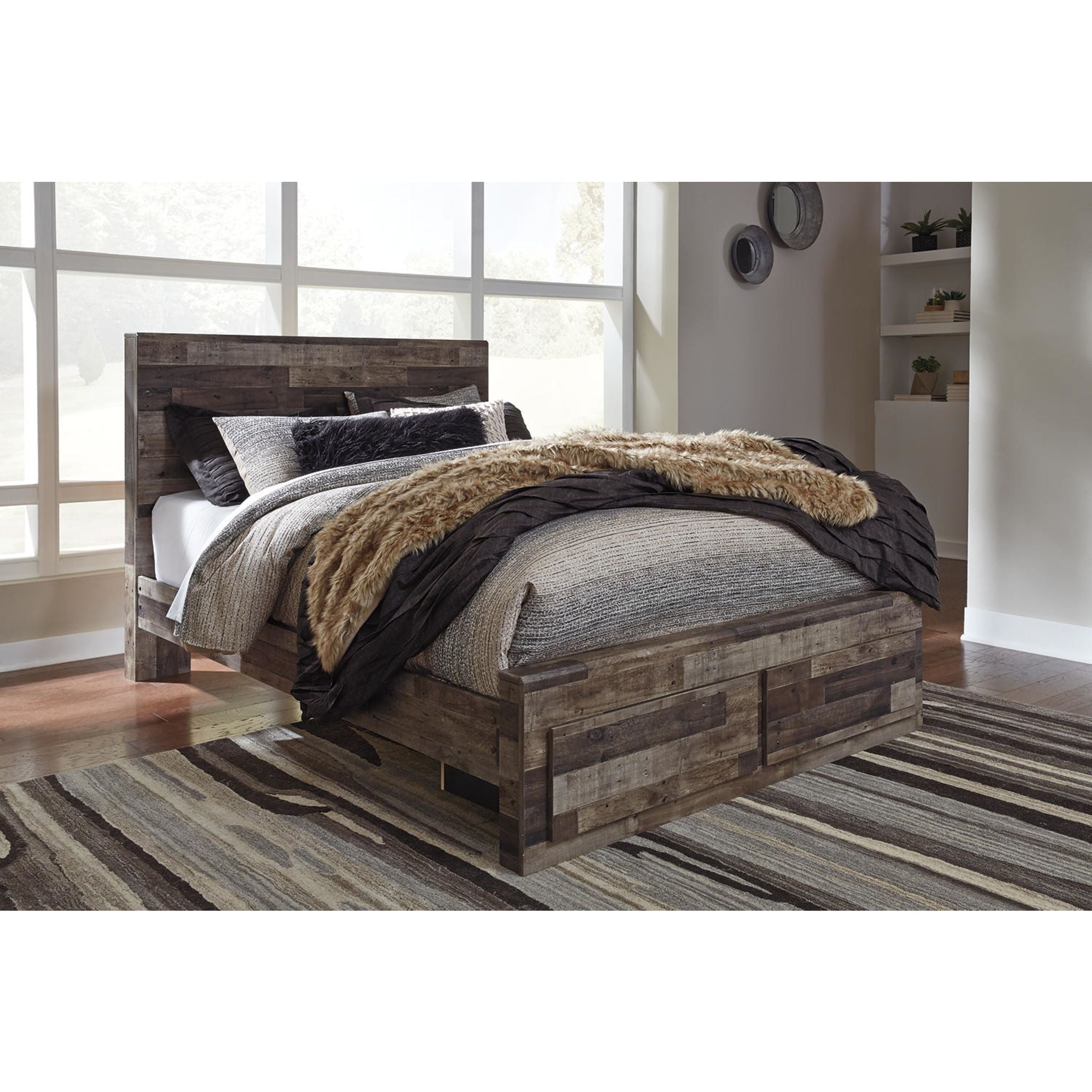 Tête de lit à panneaux Derekson - Gris multicolore