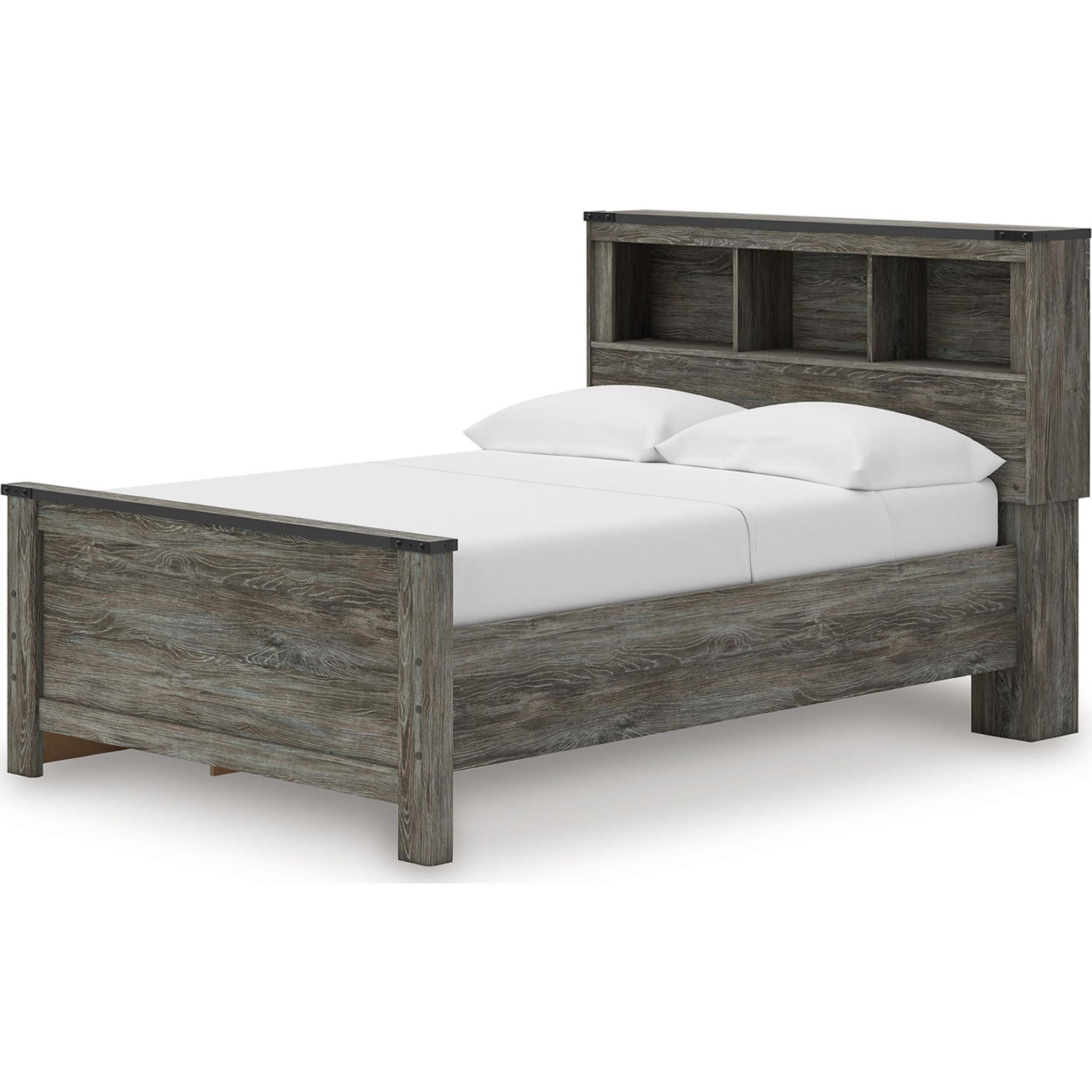 Lit-bibliothèque avec rangement Frandern - Gris