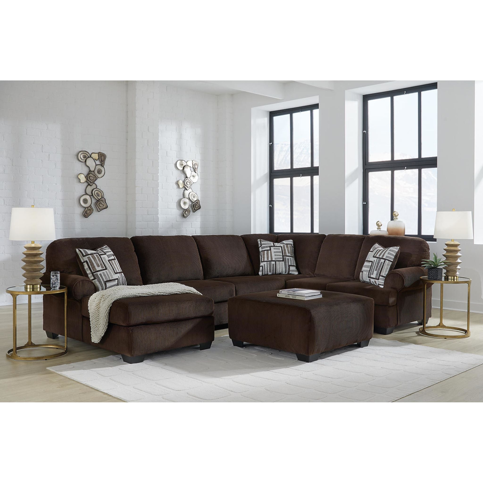 Canapé sectionnel 3 pièces Kimlee avec méridienne - Chocolat