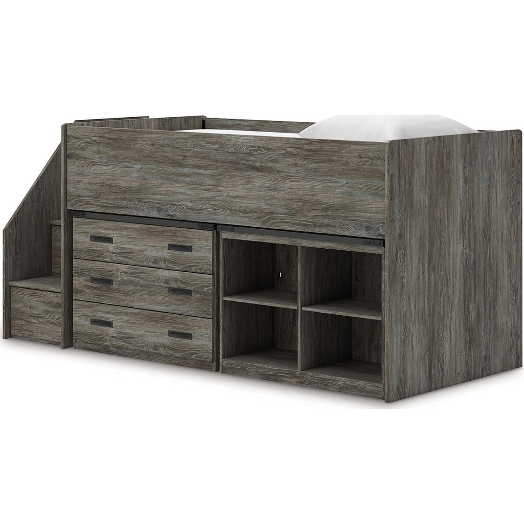 Lit mezzanine simple Frandern avec rangement - Gris