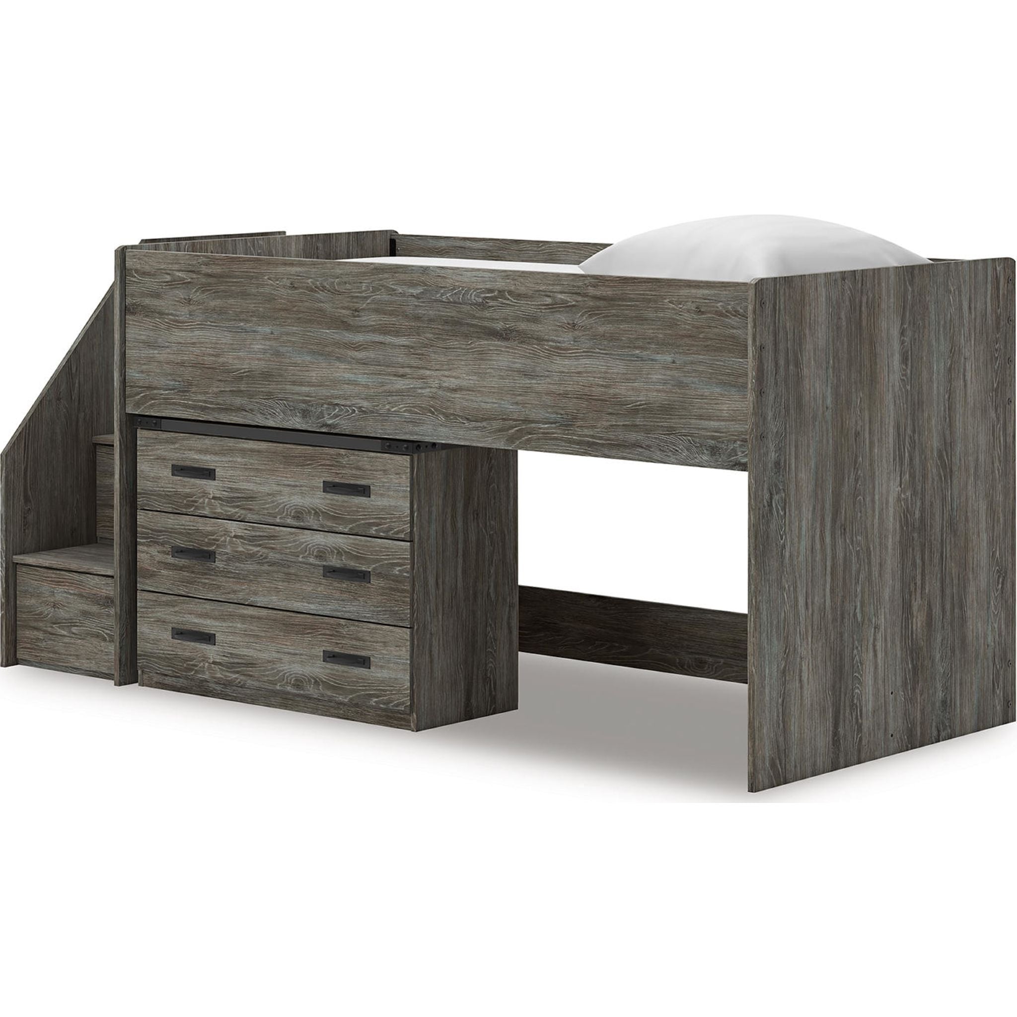 Lit mezzanine simple Frandern avec rangement - Gris