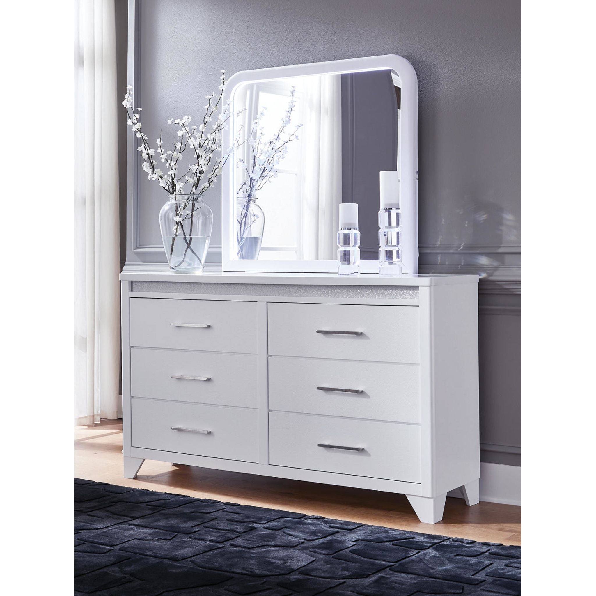 Commode et miroir Jarlee - Blanc