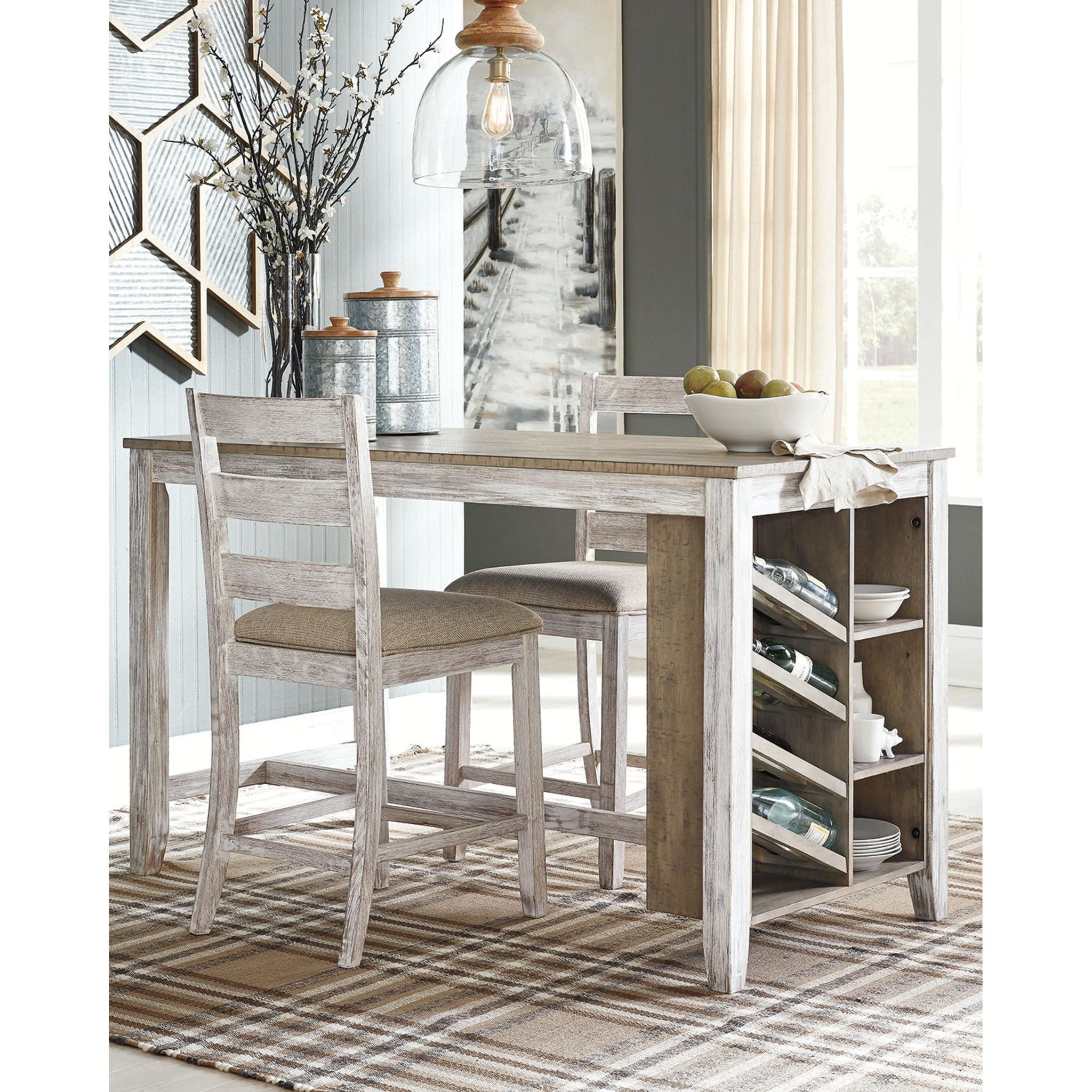 Table de bar Skempton - Blanc/marron clair - (D394-32)