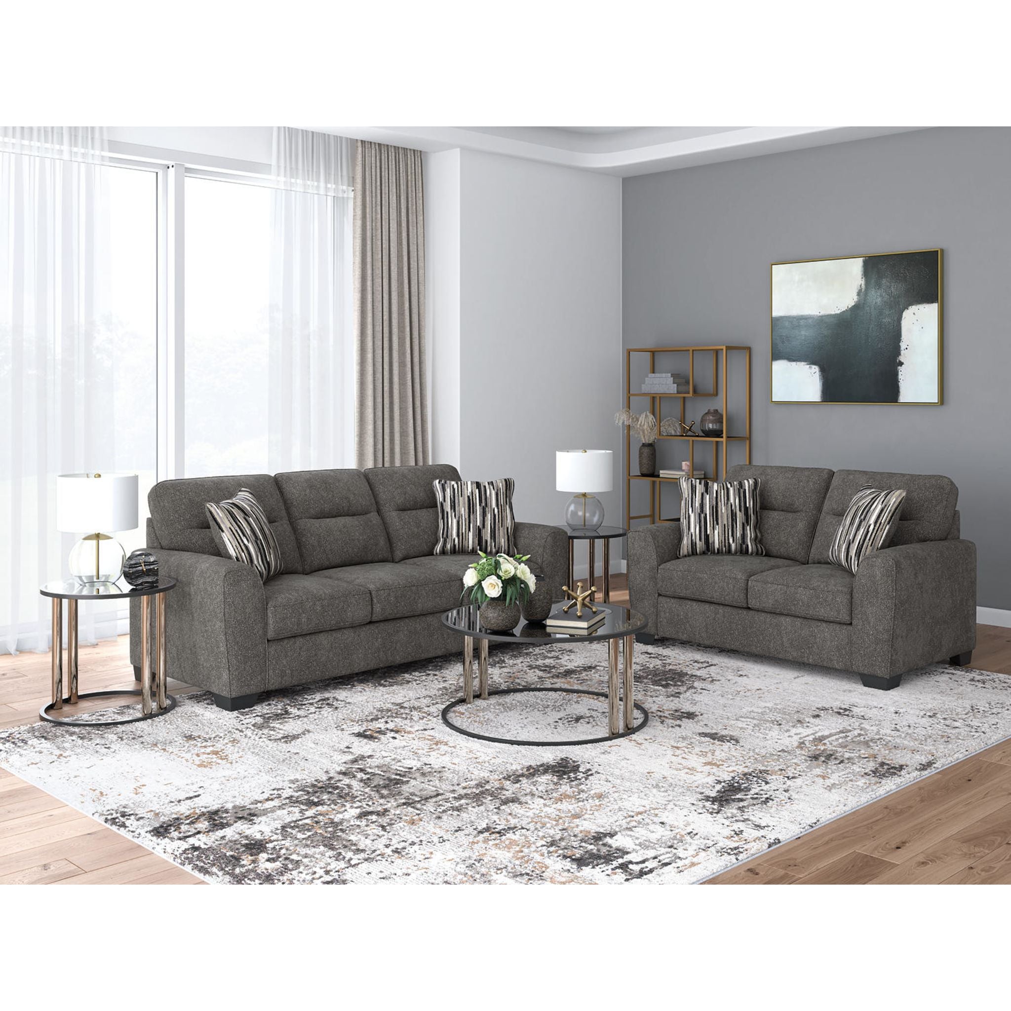 Lot de 3 tables Hannerly - Finition noir/doré