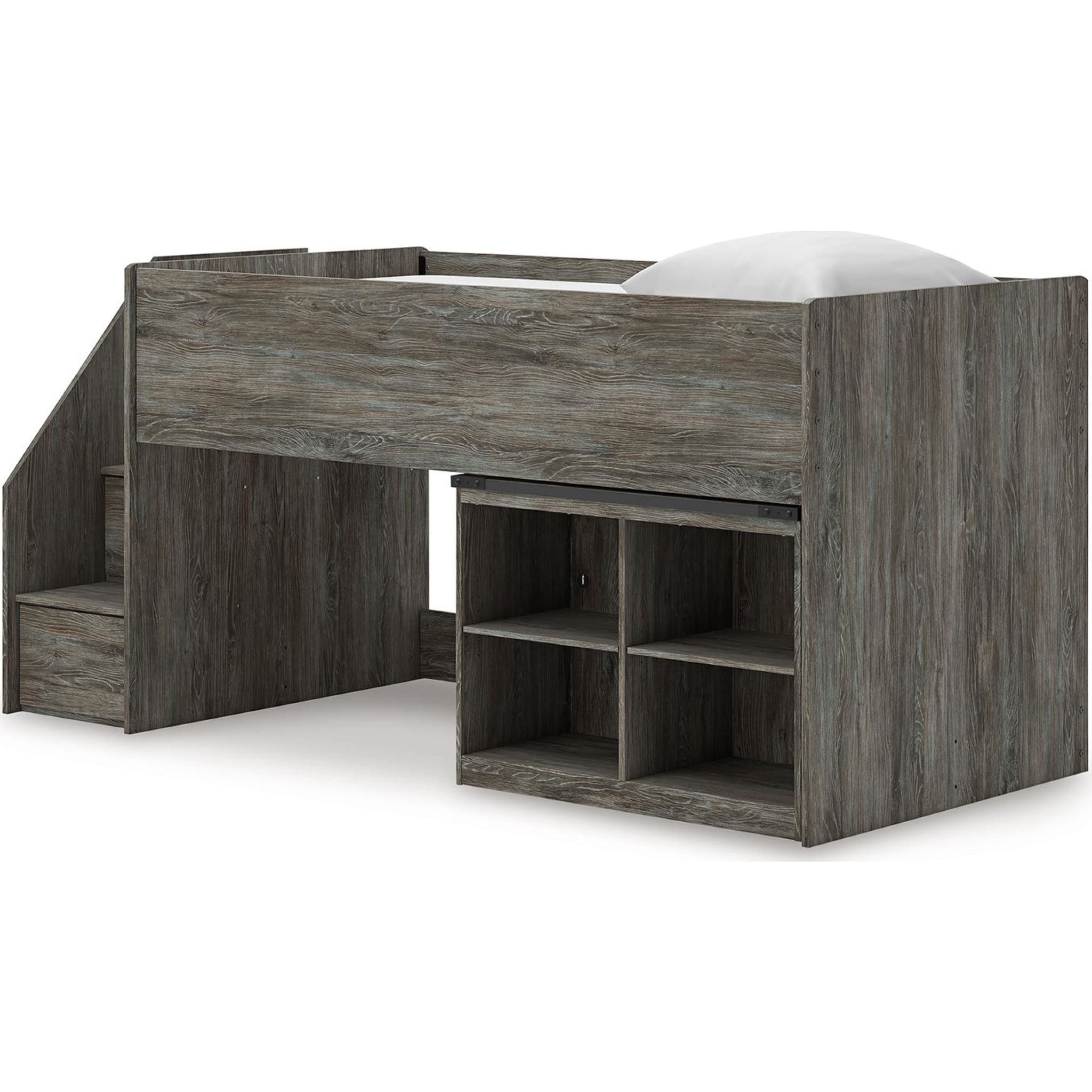 Lit mezzanine simple Frandern avec rangement - Gris