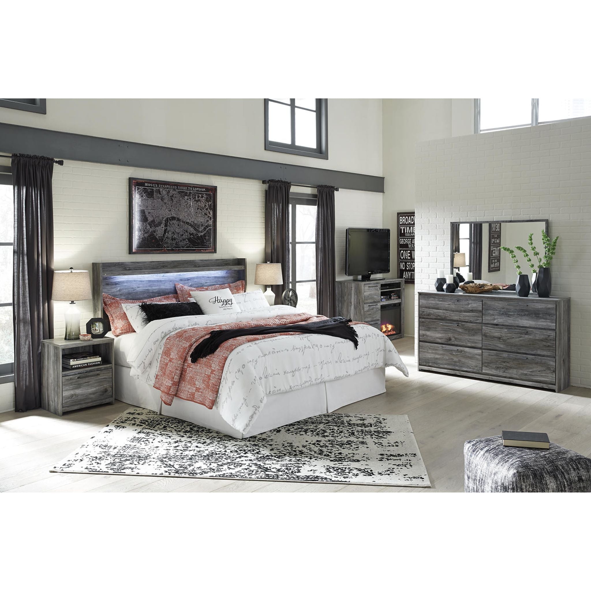 Tête de lit à panneaux Baystorm Queen - Gris