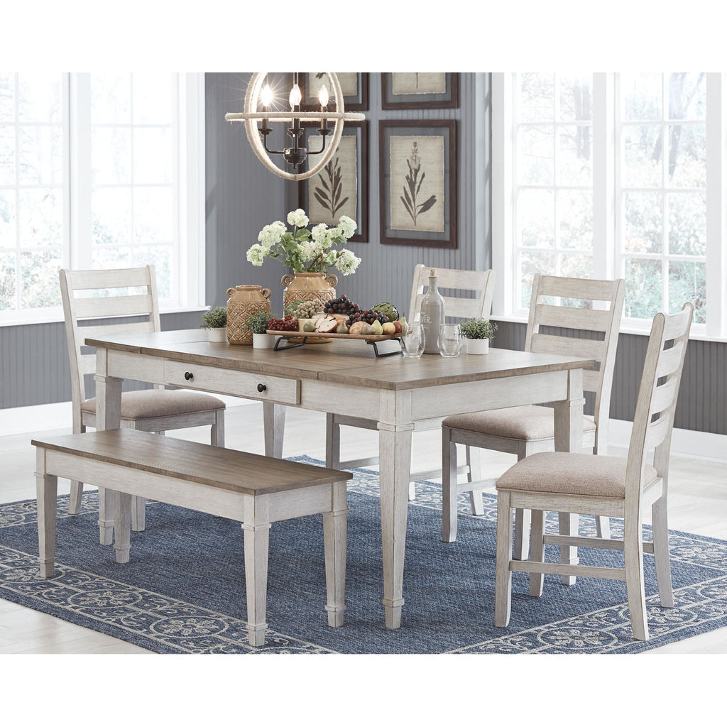 Table à manger Skempton - Blanc/Marron clair - (D394-25)