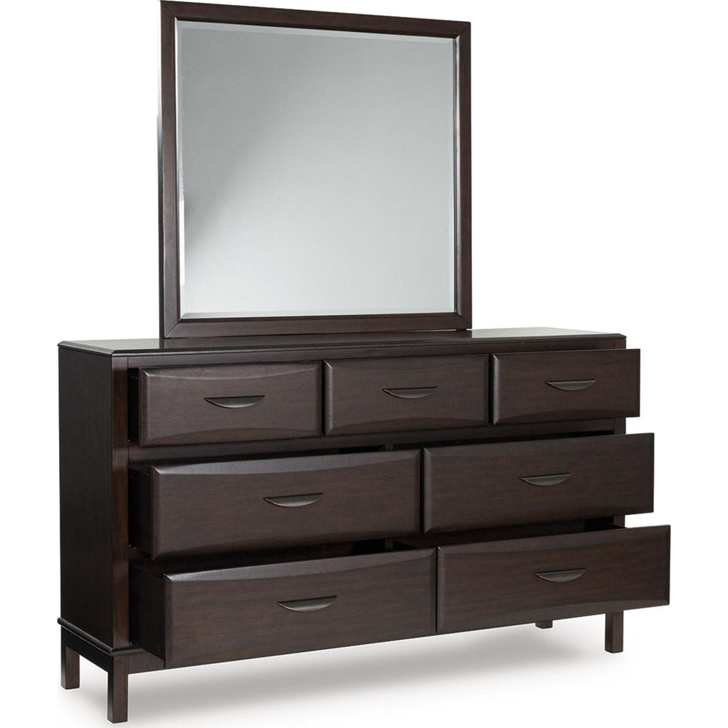 Commode et miroir Vanmore - Marron foncé