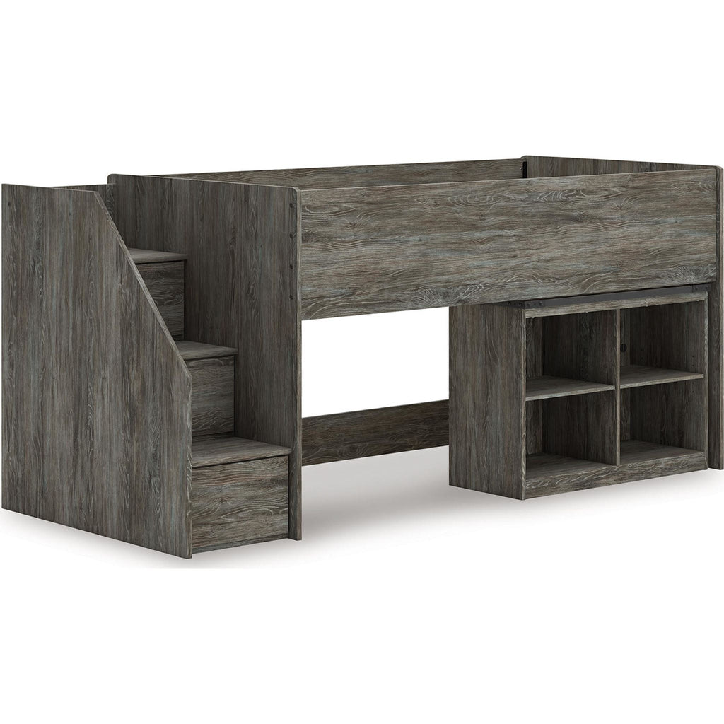 Lit mezzanine simple Frandern avec rangement - Gris