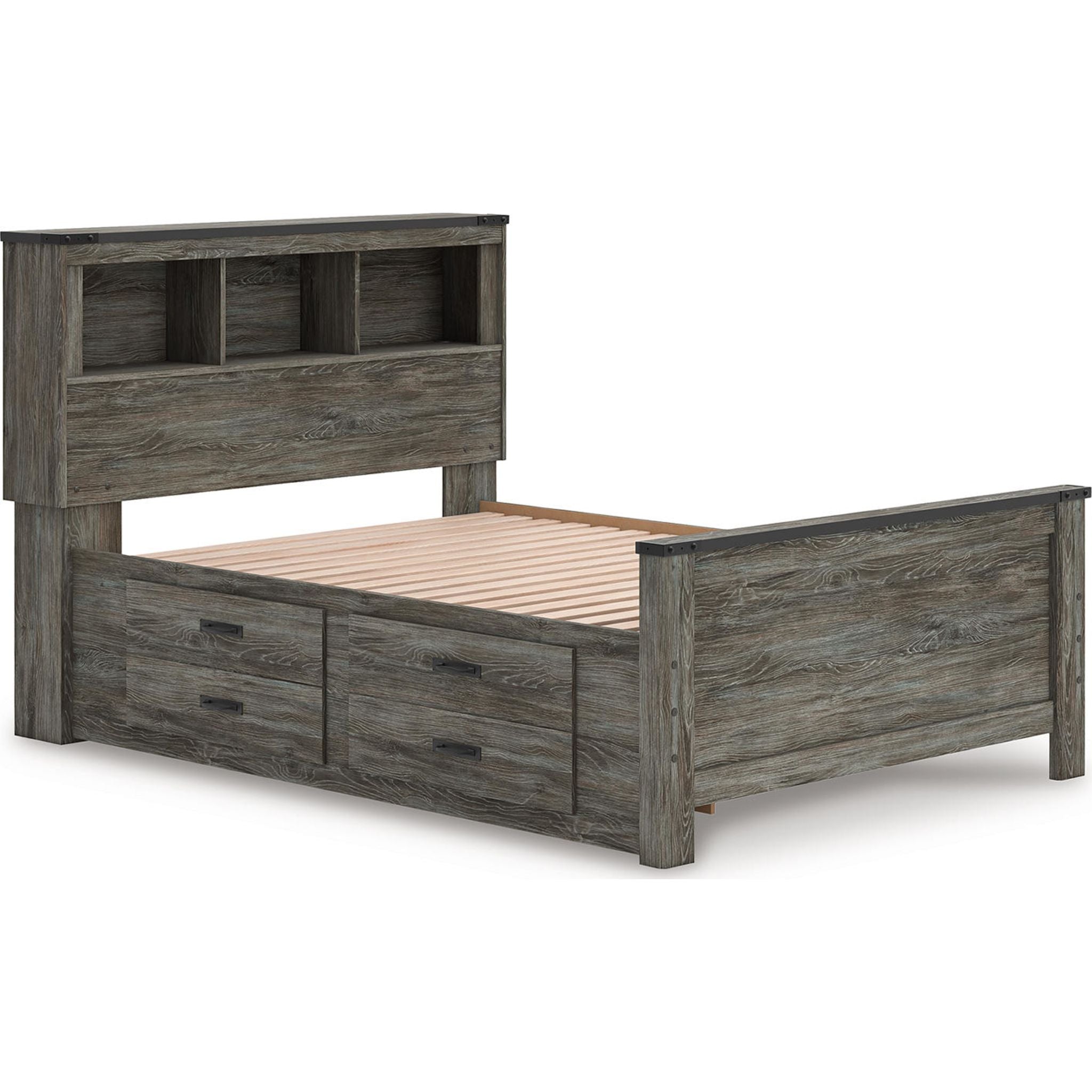 Lit-bibliothèque avec rangement Frandern - Gris