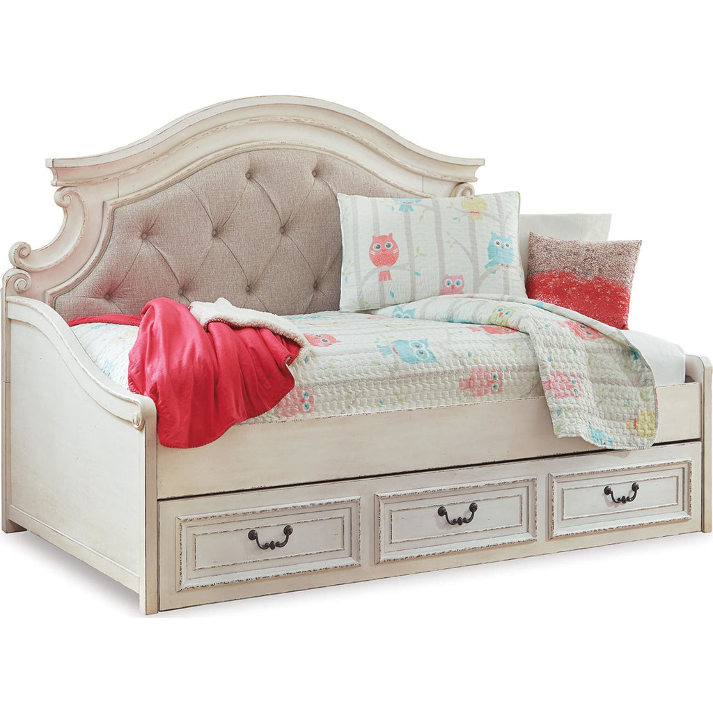 Lit de repos double Realyn - Blanc écaillé