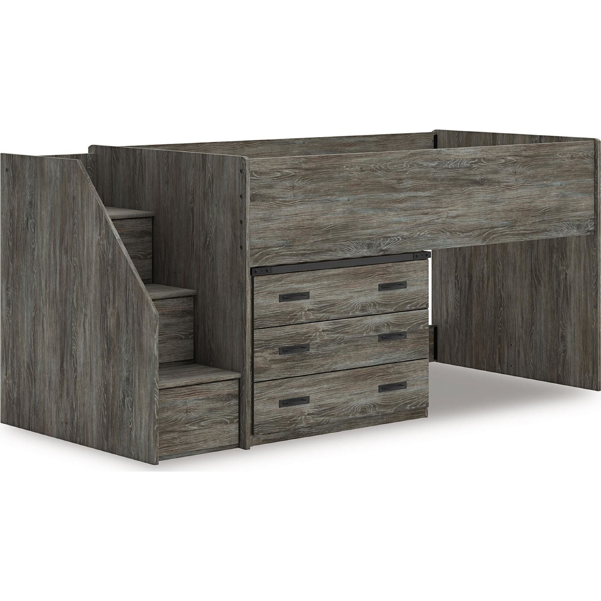 Lit mezzanine simple Frandern avec rangement - Gris