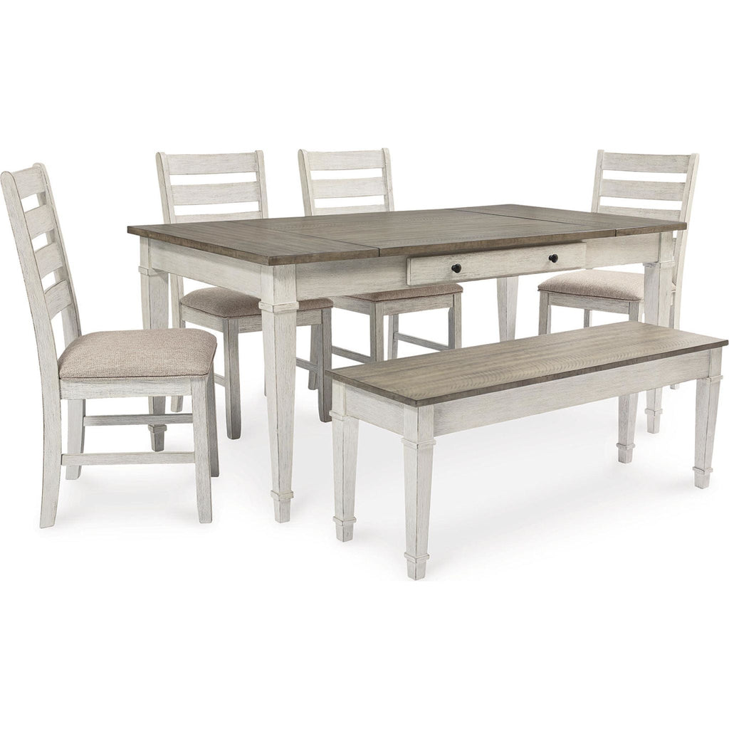 Table à manger Skempton - Blanc/Marron clair - (D394-25)