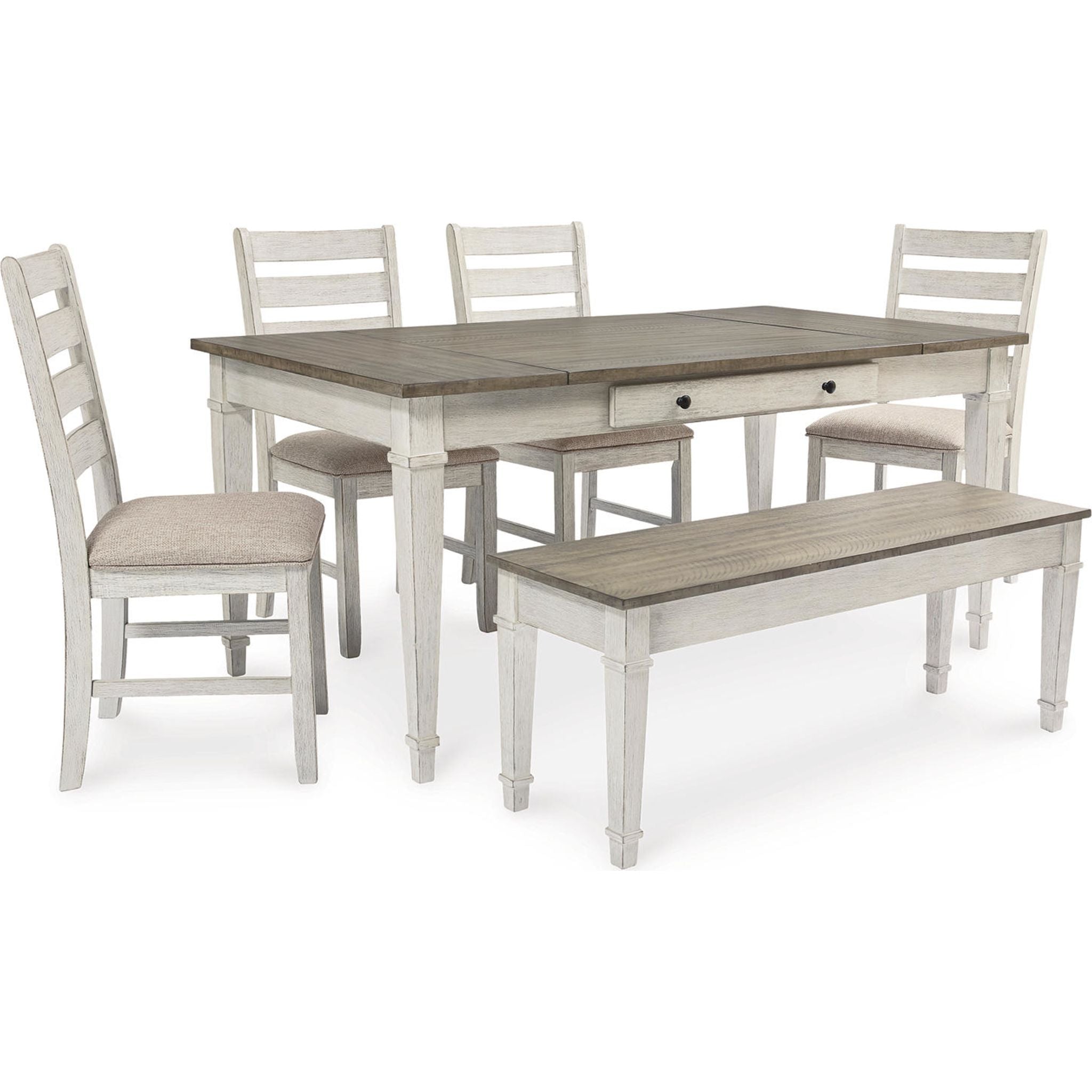 Table à manger Skempton - Blanc/Marron clair - (D394-25)
