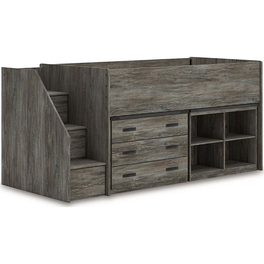 Lit mezzanine simple Frandern avec rangement - Gris