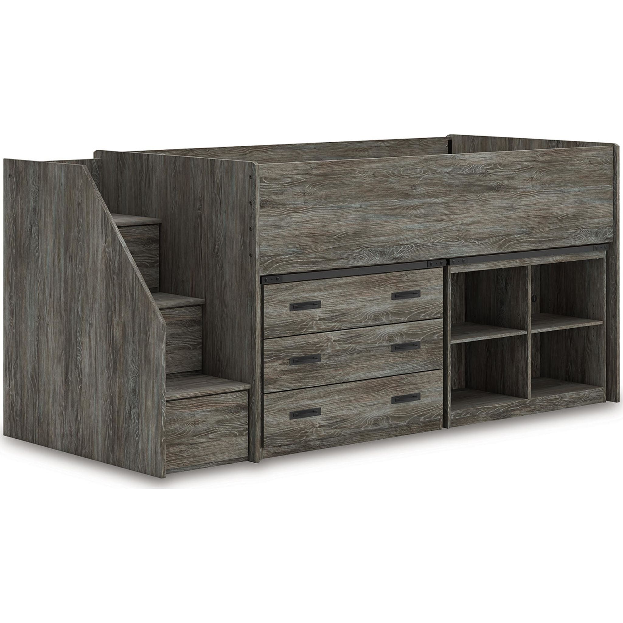 Lit mezzanine simple Frandern avec rangement - Gris