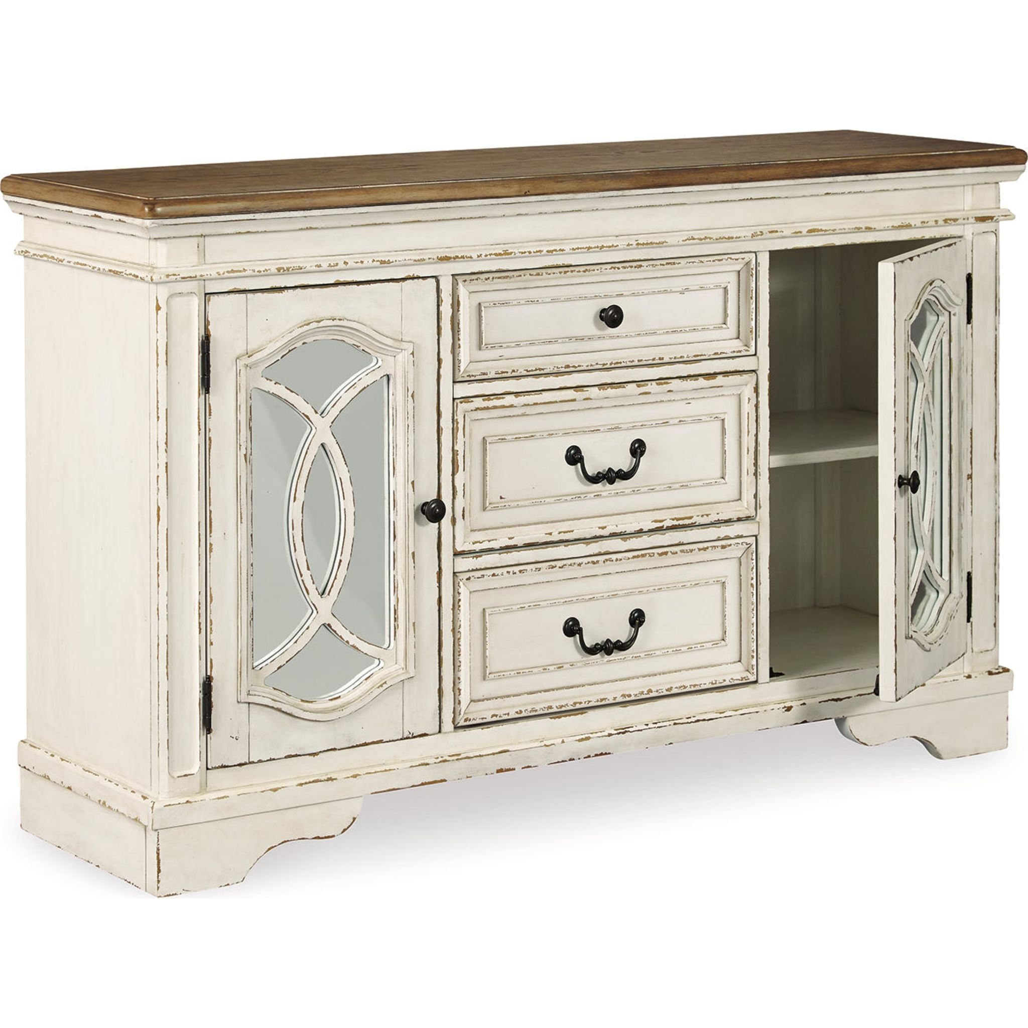 Serveur de salle à manger Realyn - Blanc ébréché - (D743-60)
