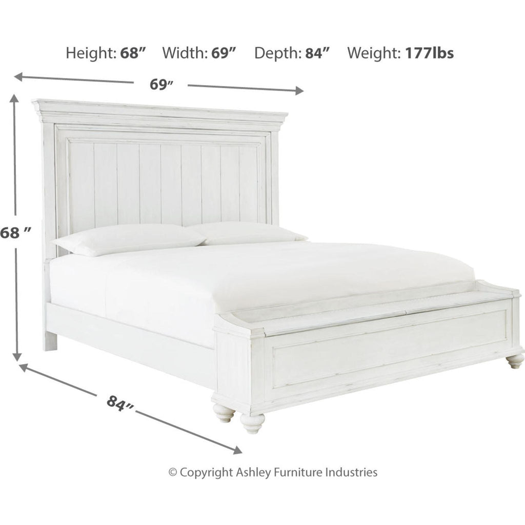 Lit de rangement Kanwyn - Blanchi à la chaux