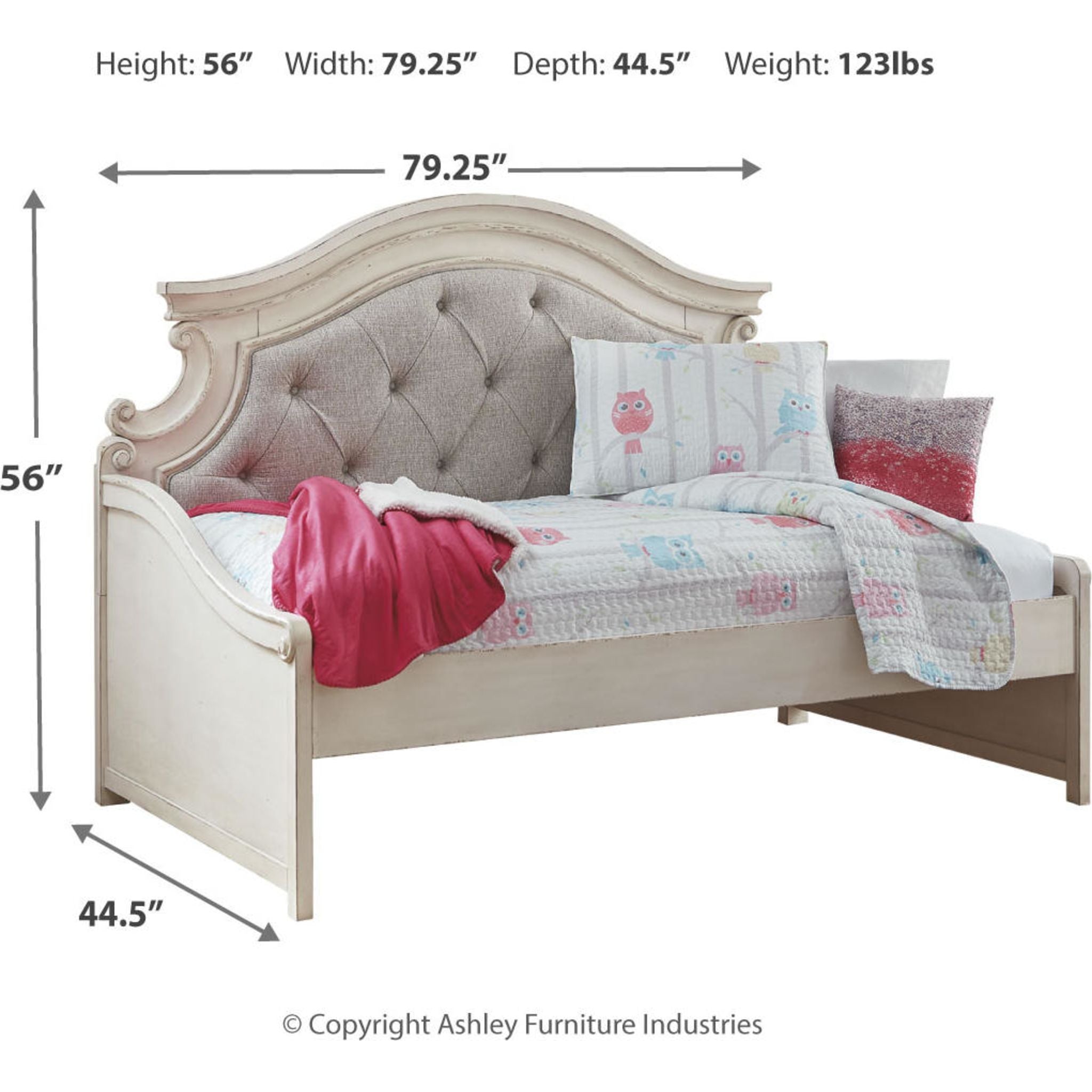 Lit de repos double Realyn - Blanc écaillé