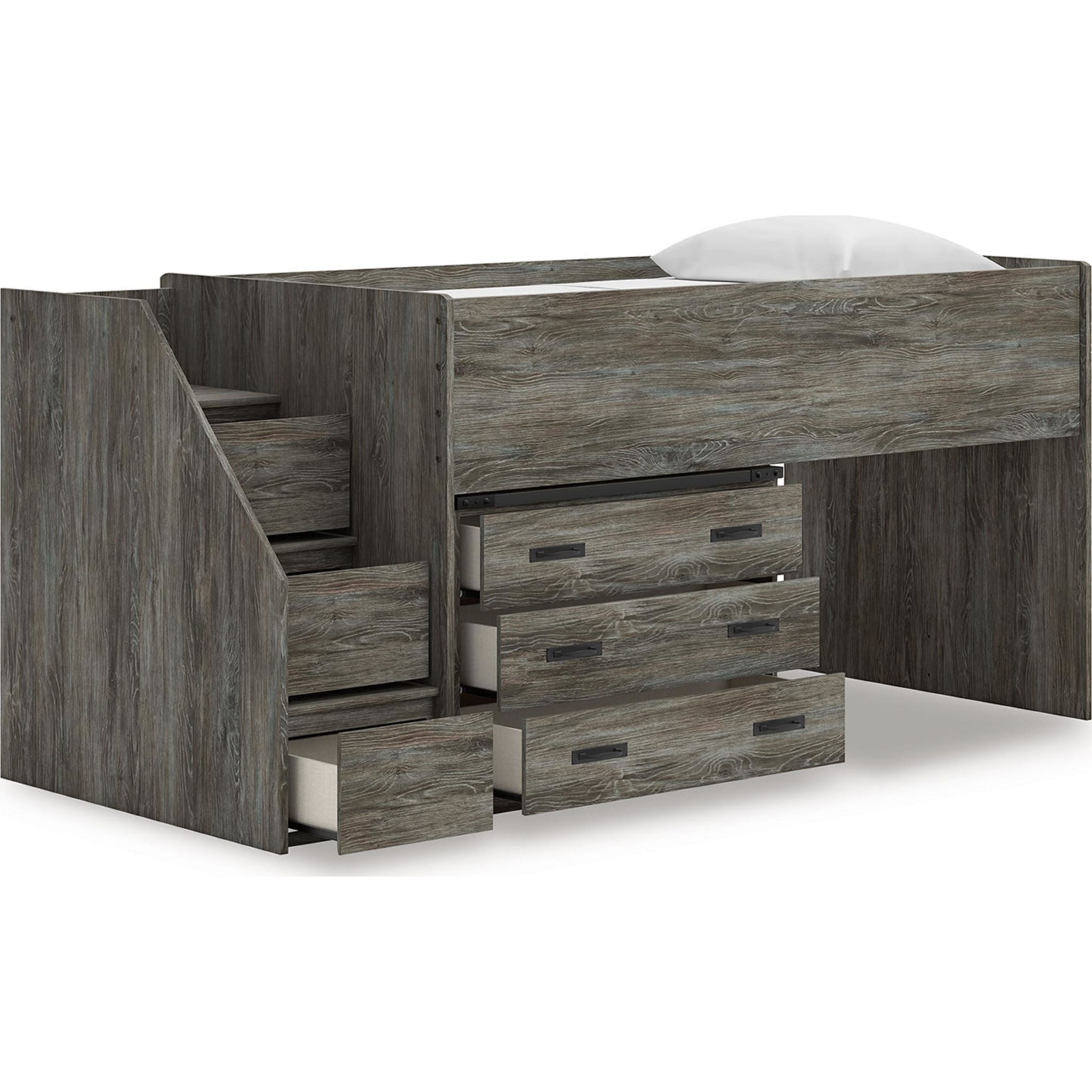 Lit mezzanine simple Frandern avec rangement - Gris