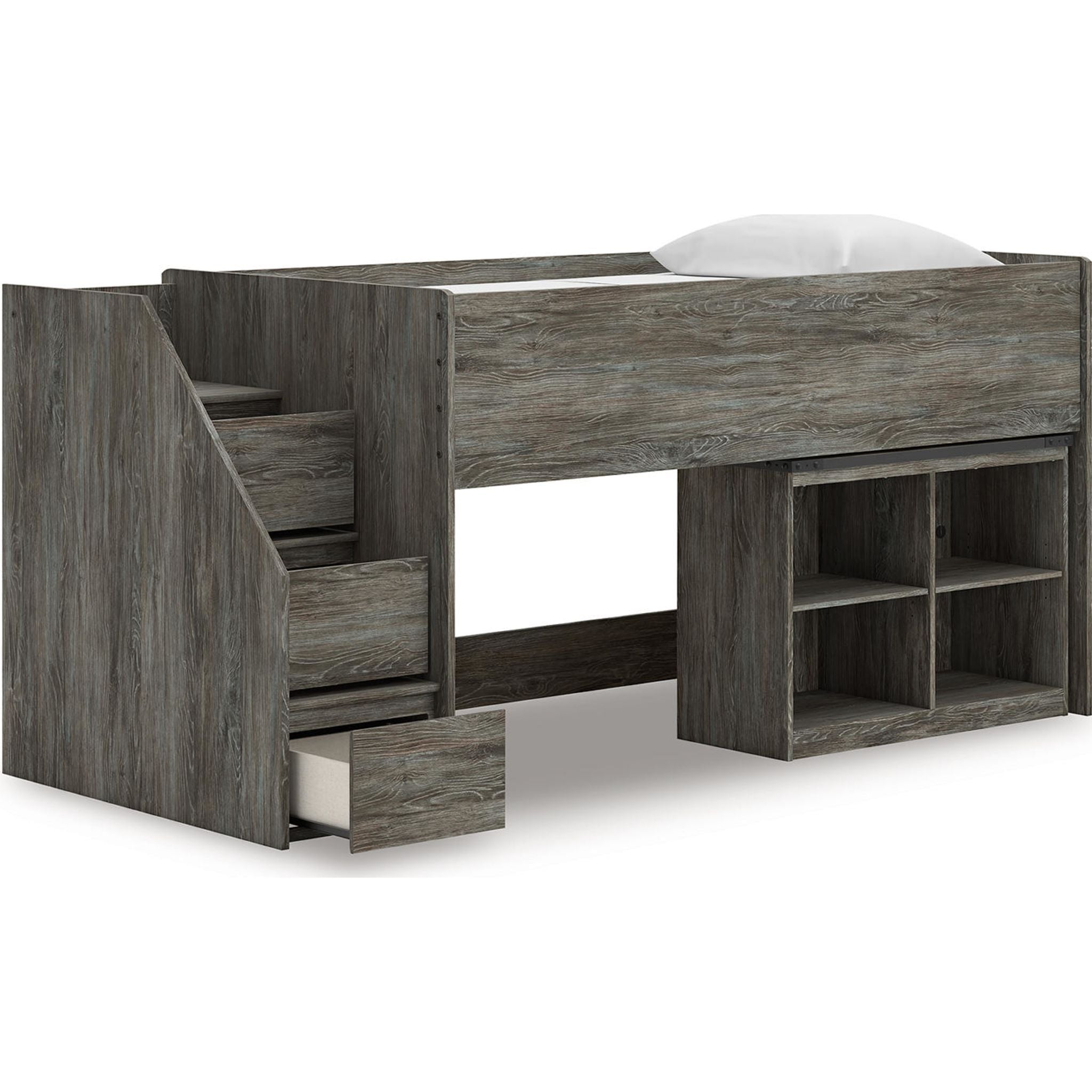 Lit mezzanine simple Frandern avec rangement - Gris