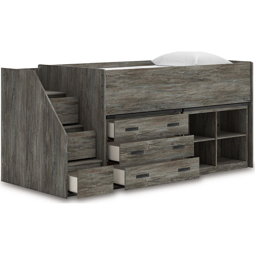 Lit mezzanine simple Frandern avec rangement - Gris