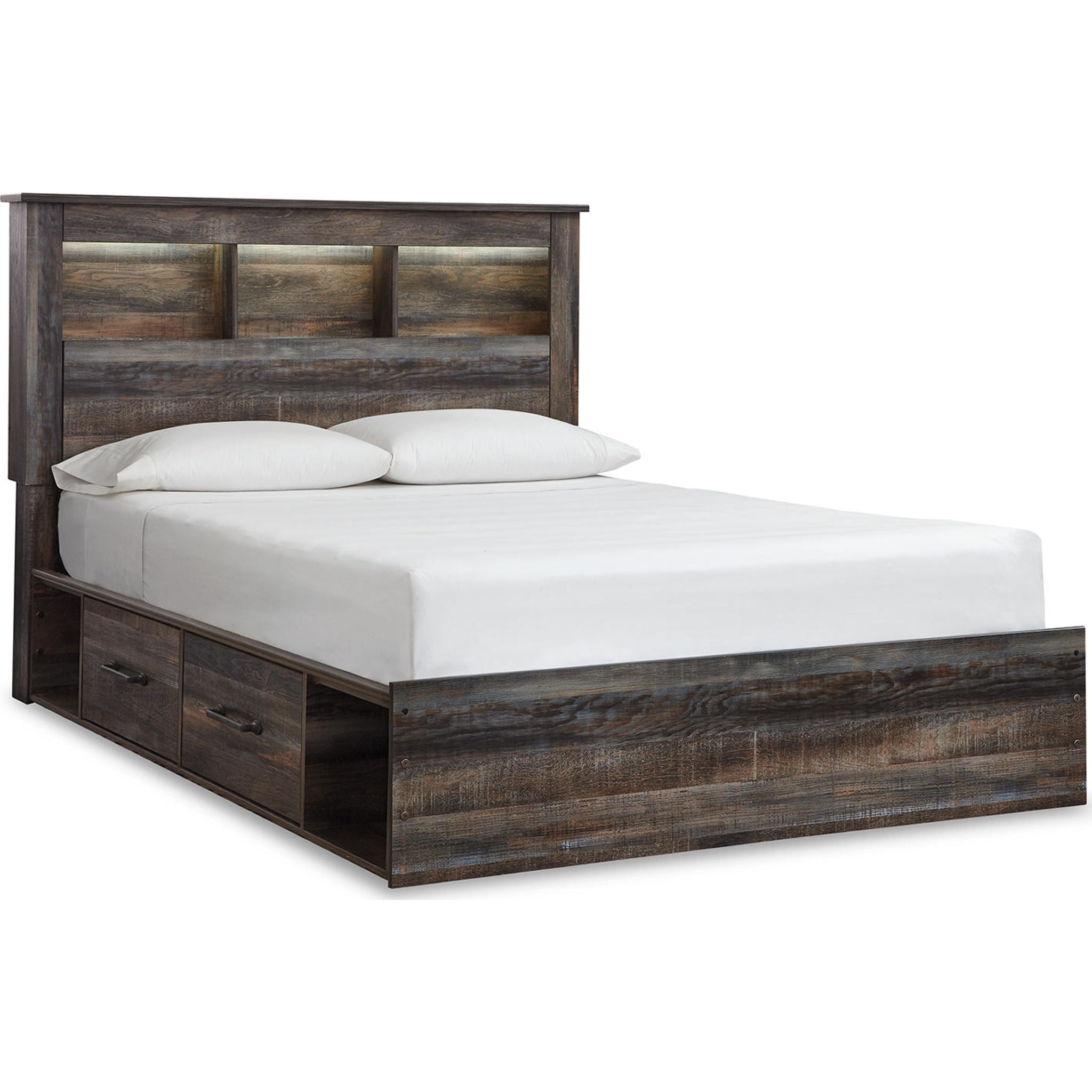 Lit bibliothèque Drystan avec 4 tiroirs de rangement - Multi