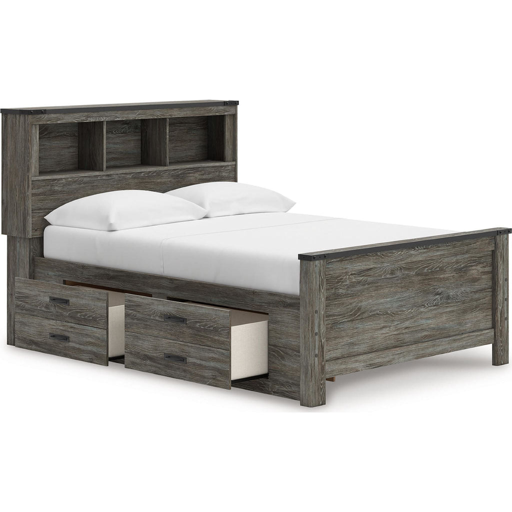 Lit-bibliothèque avec rangement Frandern - Gris