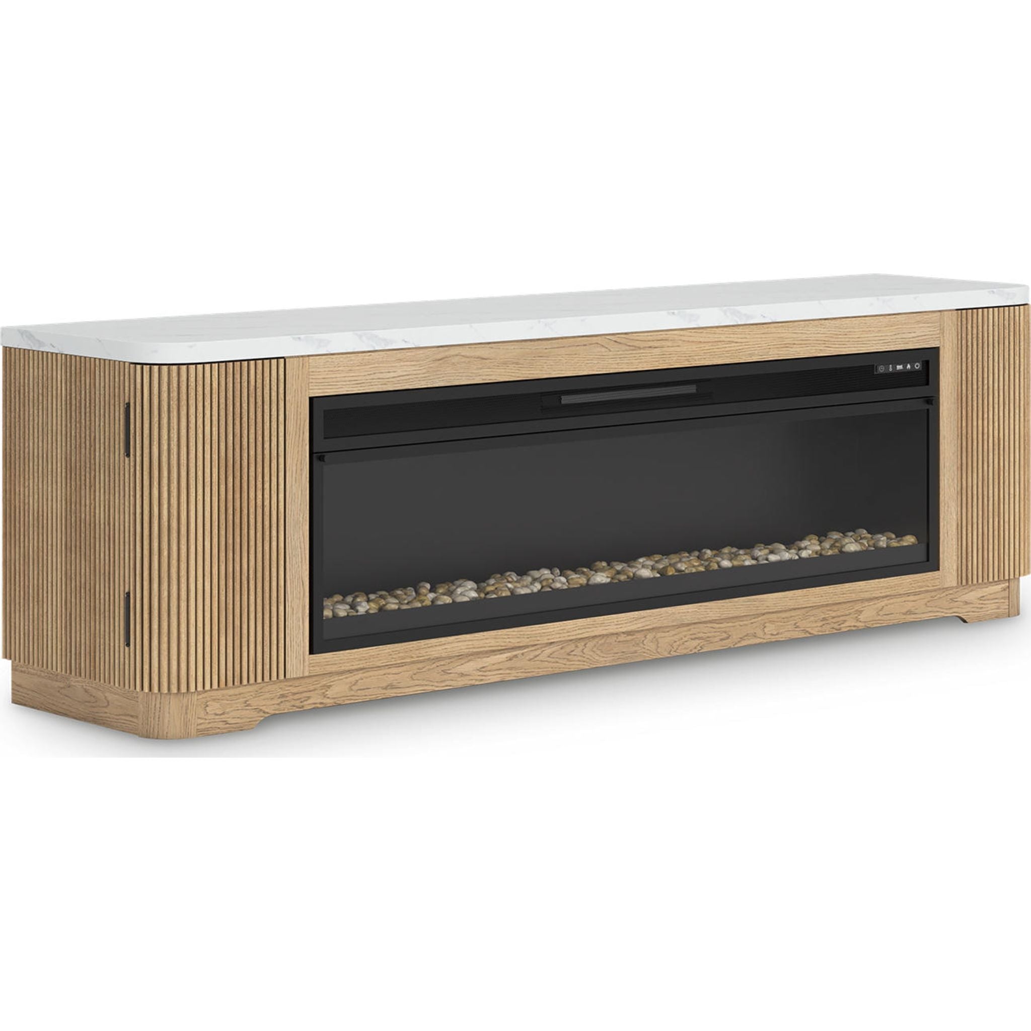 Meuble TV Camdill avec cheminée - Marron clair