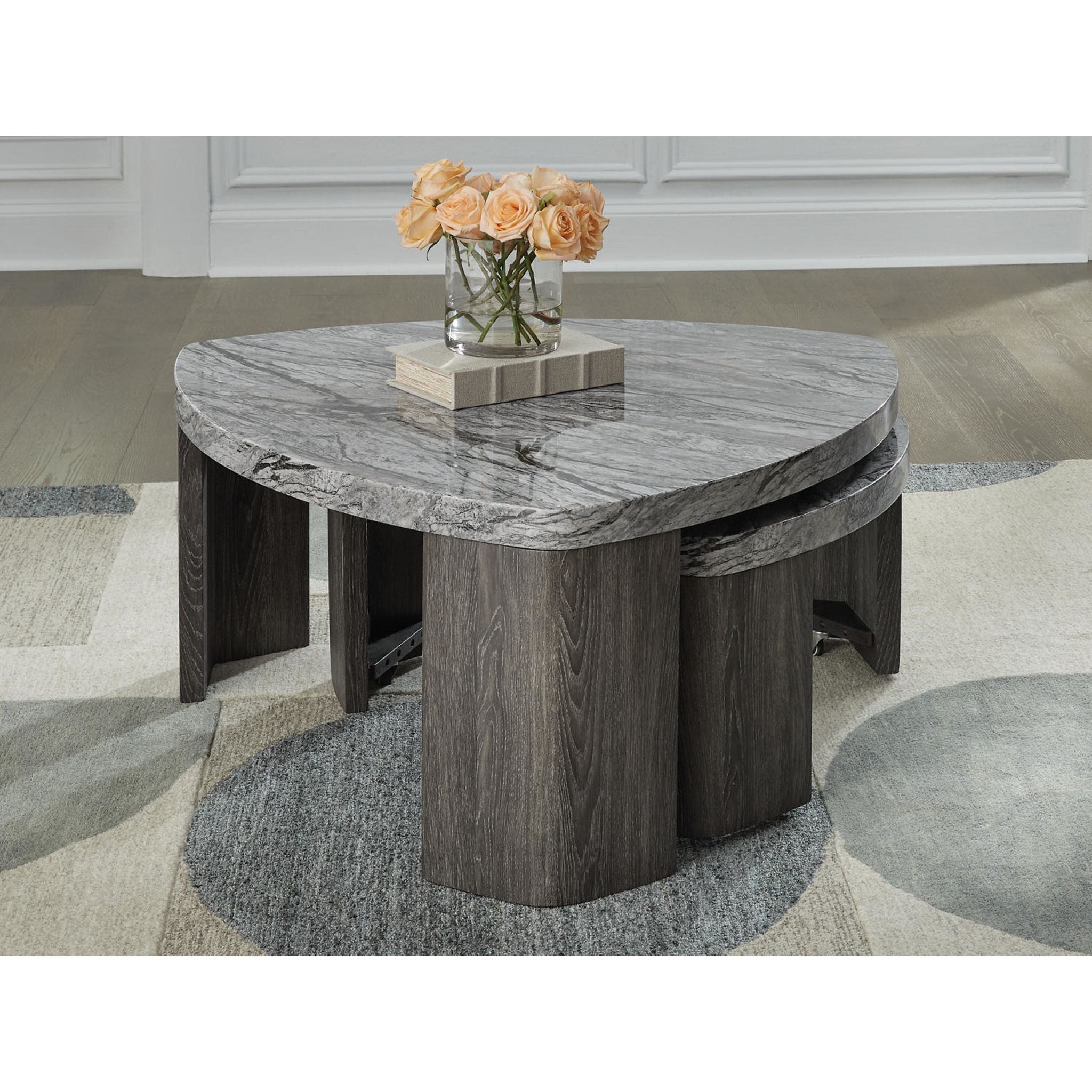Table basse empilée Surmour - Gris/Marron